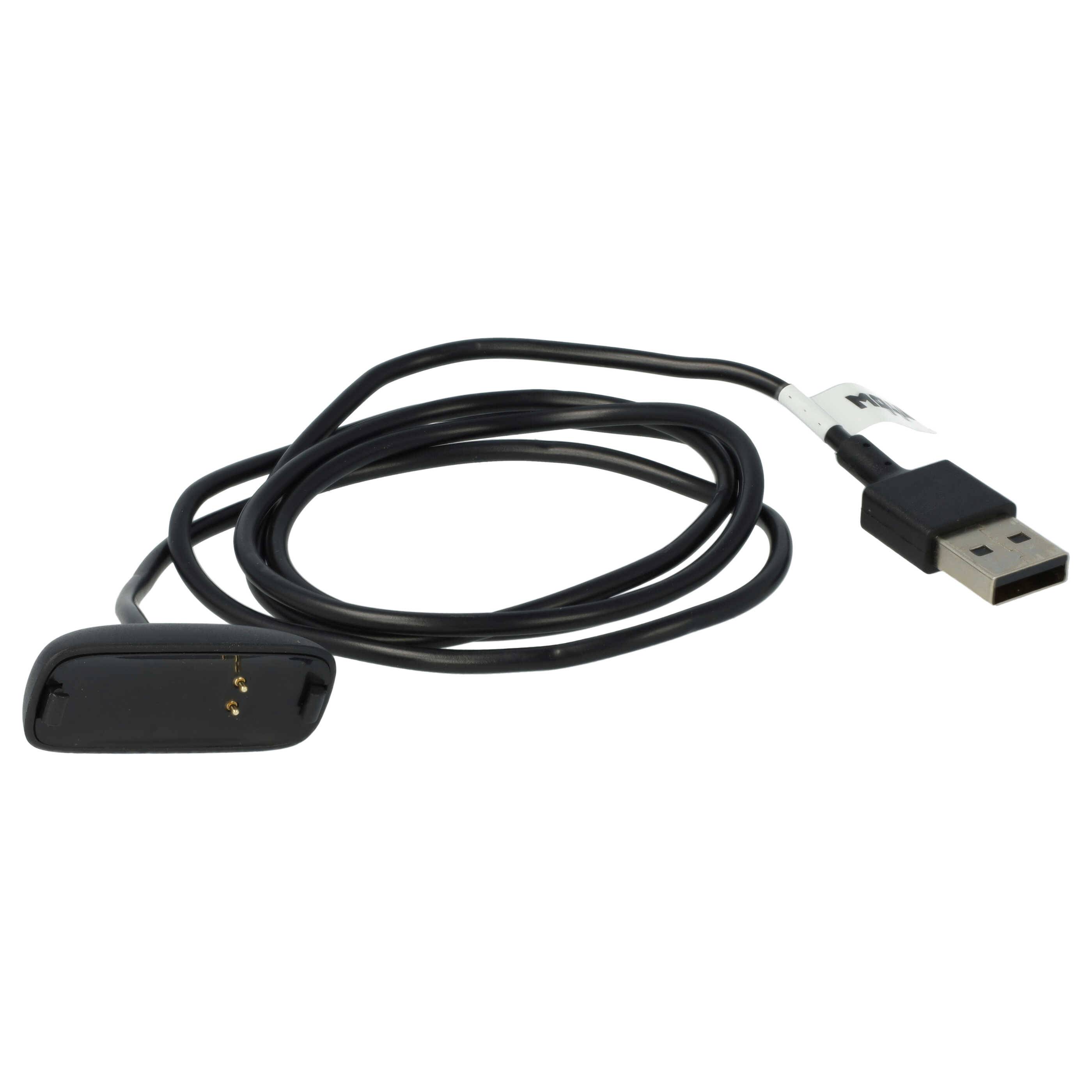 vhbw USB Ladekabel kompatibel mit Fitbit Inspire 2 Smartwatch Fitnesstracker - Ladestation Schwarz, 100 cm