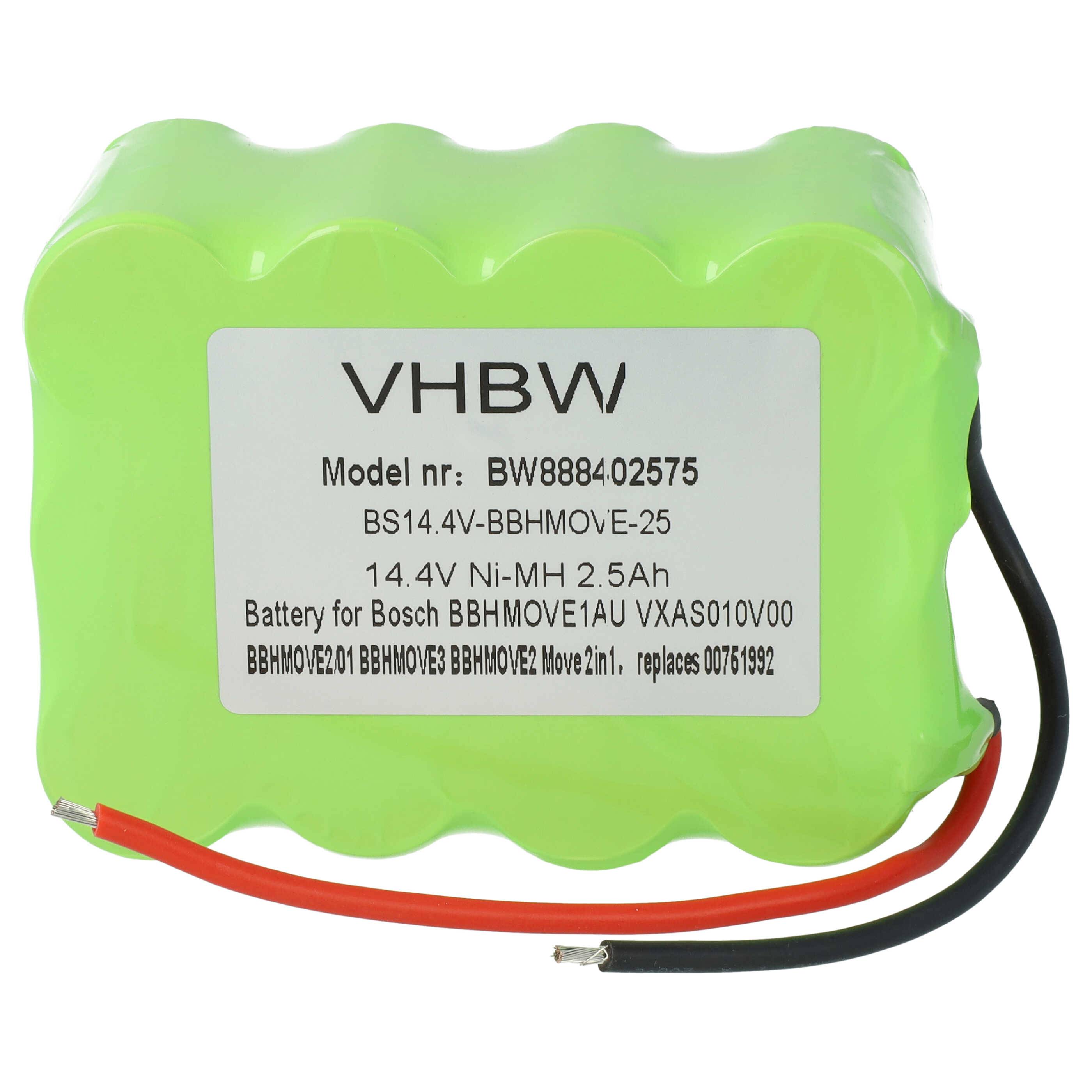 vhbw Akku kompatibel mit Bosch Move BBHMOVE1AU/03, BBHMOVE1/03, BBHMOVE1/01, 2in1 14.4V, 2in1 Staubsauger (2500 mAh, 14,4 V, NiMH)