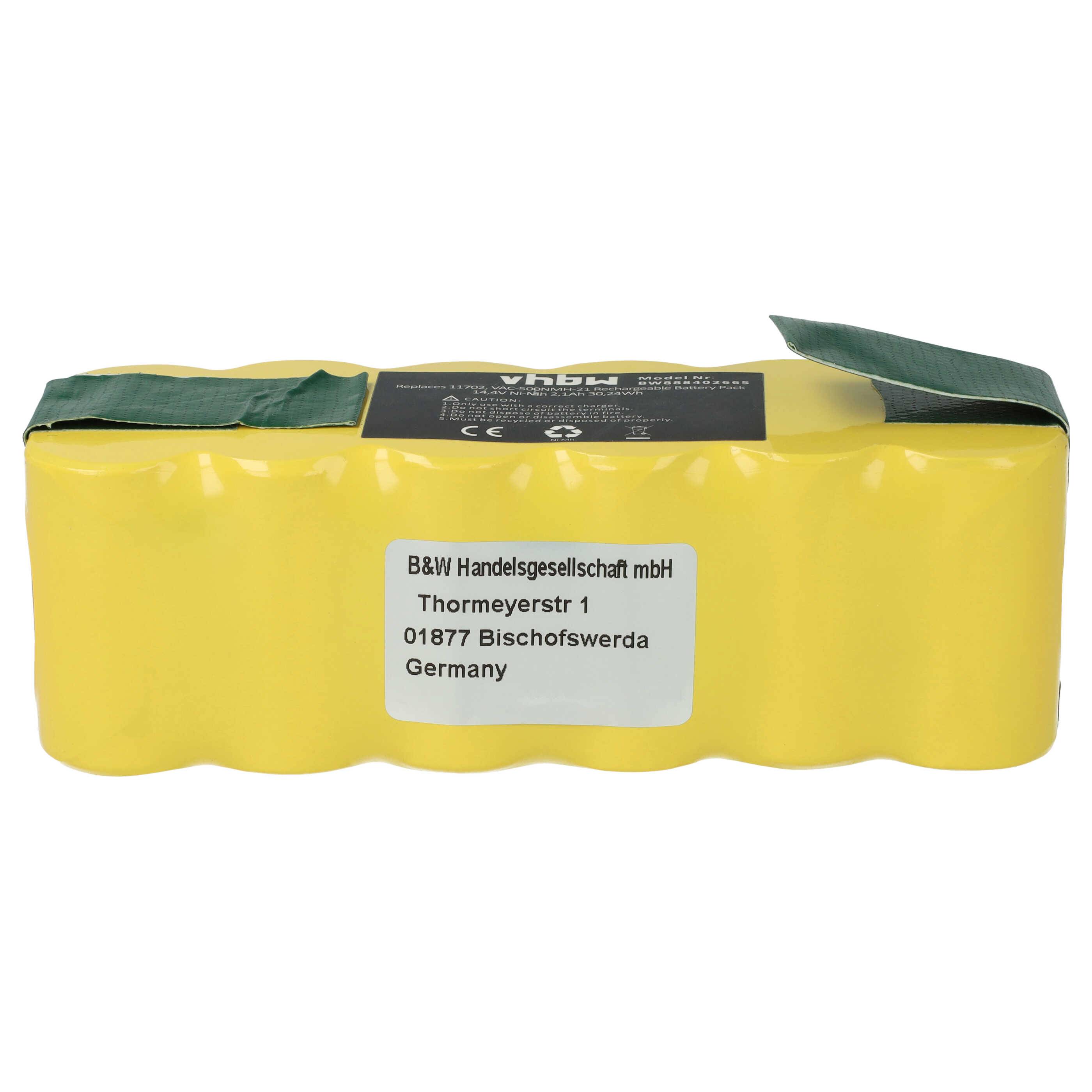 vhbw Akku Ersatz für GD-Roomba-500, GD-Roomba-500, R3-500, SP530-BAT, VAC-500NMH-33 für Saugroboter (2100 mAh, 14,4 V, NiMH)