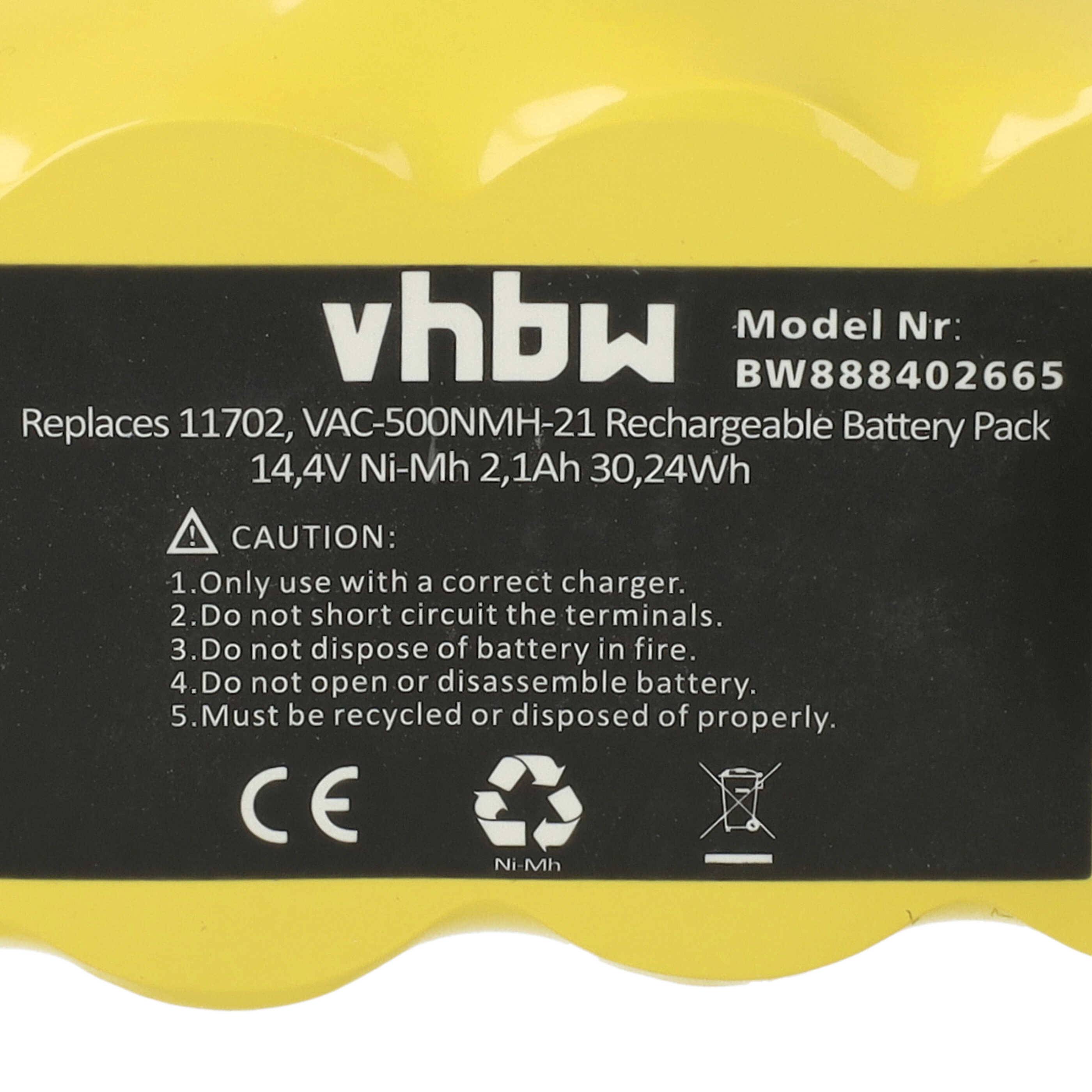 vhbw Akku kompatibel mit iRobot Roomba 671, 665, 621, 651, 618, 630, 616, 620, 625, 660, 650, 670 Saugroboter (2100 mAh, 14,4 V, NiMH)