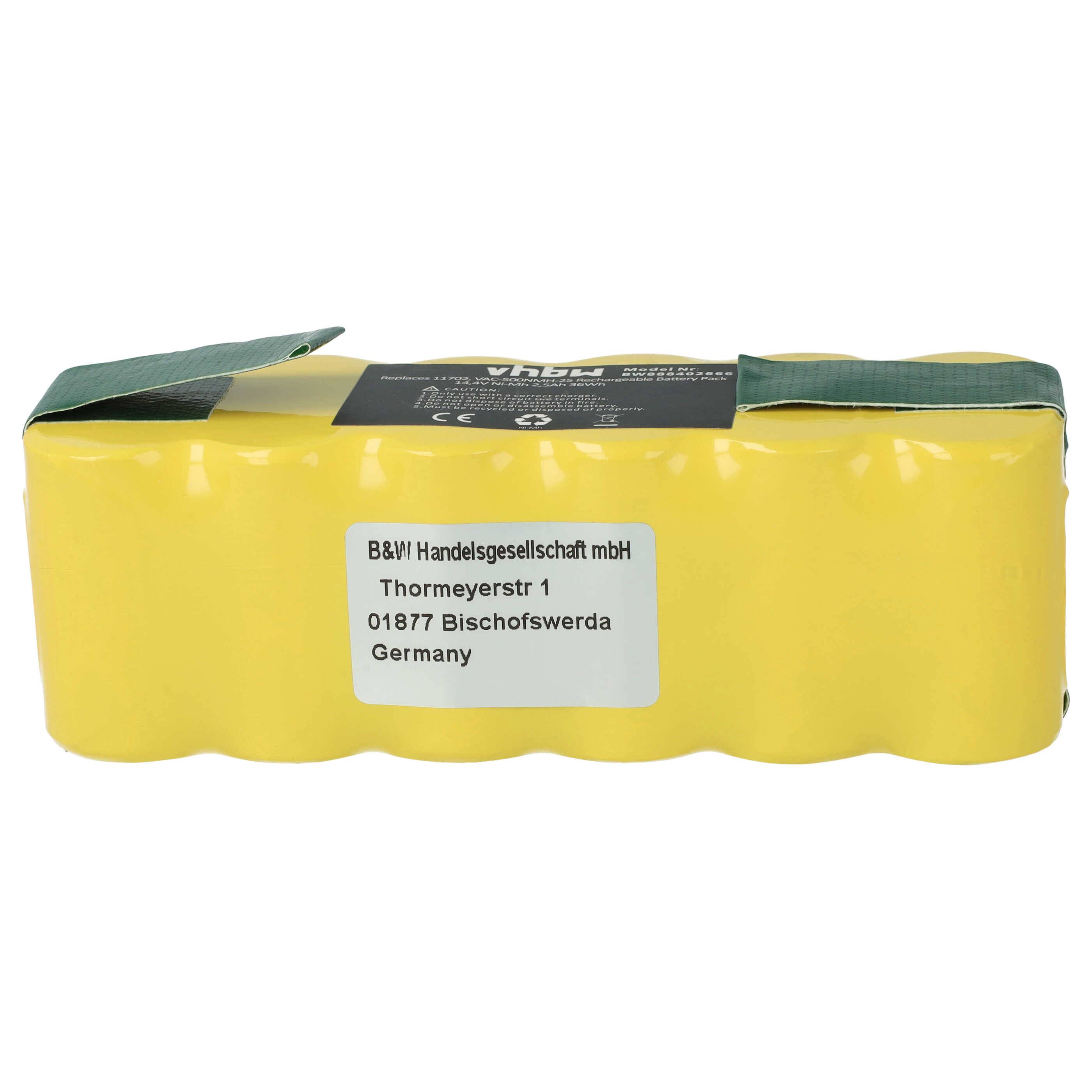 vhbw Akku kompatibel mit Robotic U290 Saugroboter (2500 mAh, 14,4 V, NiMH)