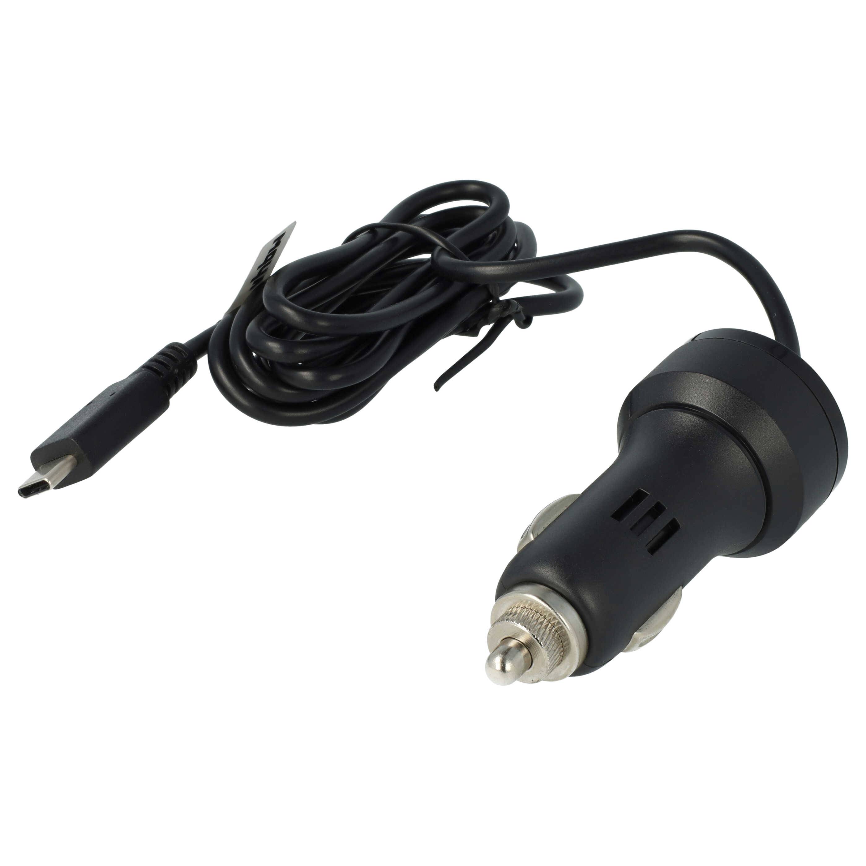 vhbw Autoladekabel USB C 12V Zigarettenanzünder Adapter 2,4 A kompatibel mit Samsung Galaxy S8 Active, S9, S9+ Duos, X, S9+, S9 Duos Schwarz 150 cm