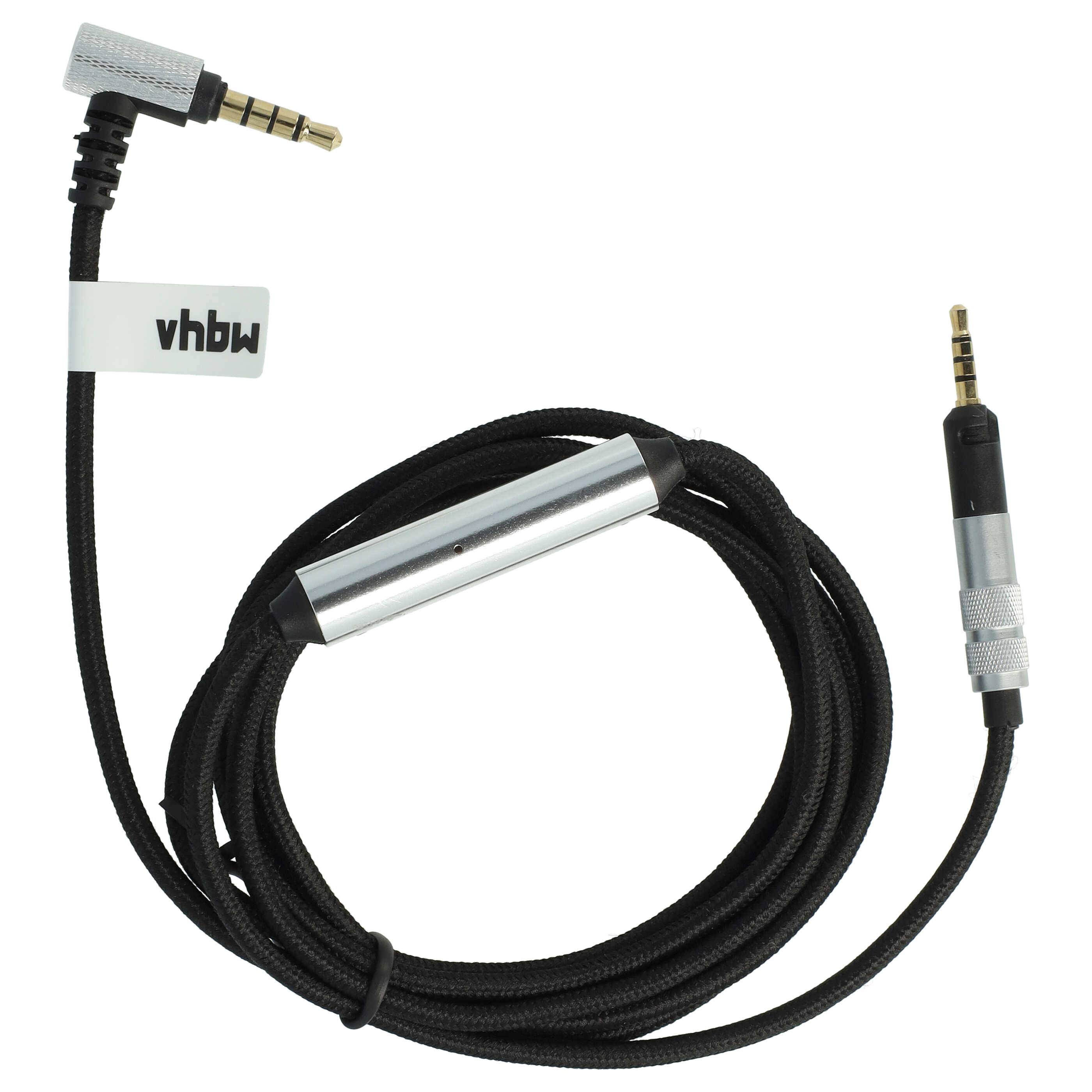 vhbw Audio AUX Kabel kompatibel mit AKG Y50, Y40, Y45 Kopfhörer - Audiokabel 3,5 mm Klinkenstecker, 9,2 cm Schwarz Silber