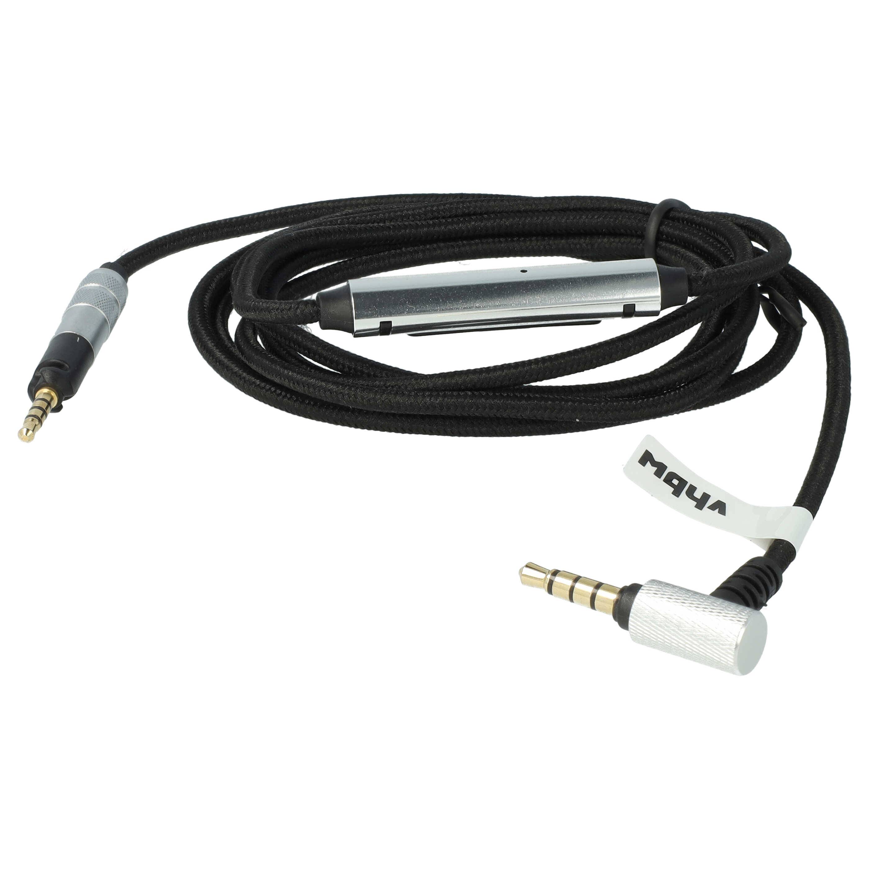 vhbw Audio AUX Kabel kompatibel mit AKG Y50, Y40, Y45 Kopfhörer - Audiokabel 3,5 mm Klinkenstecker, 9,2 cm Schwarz Silber