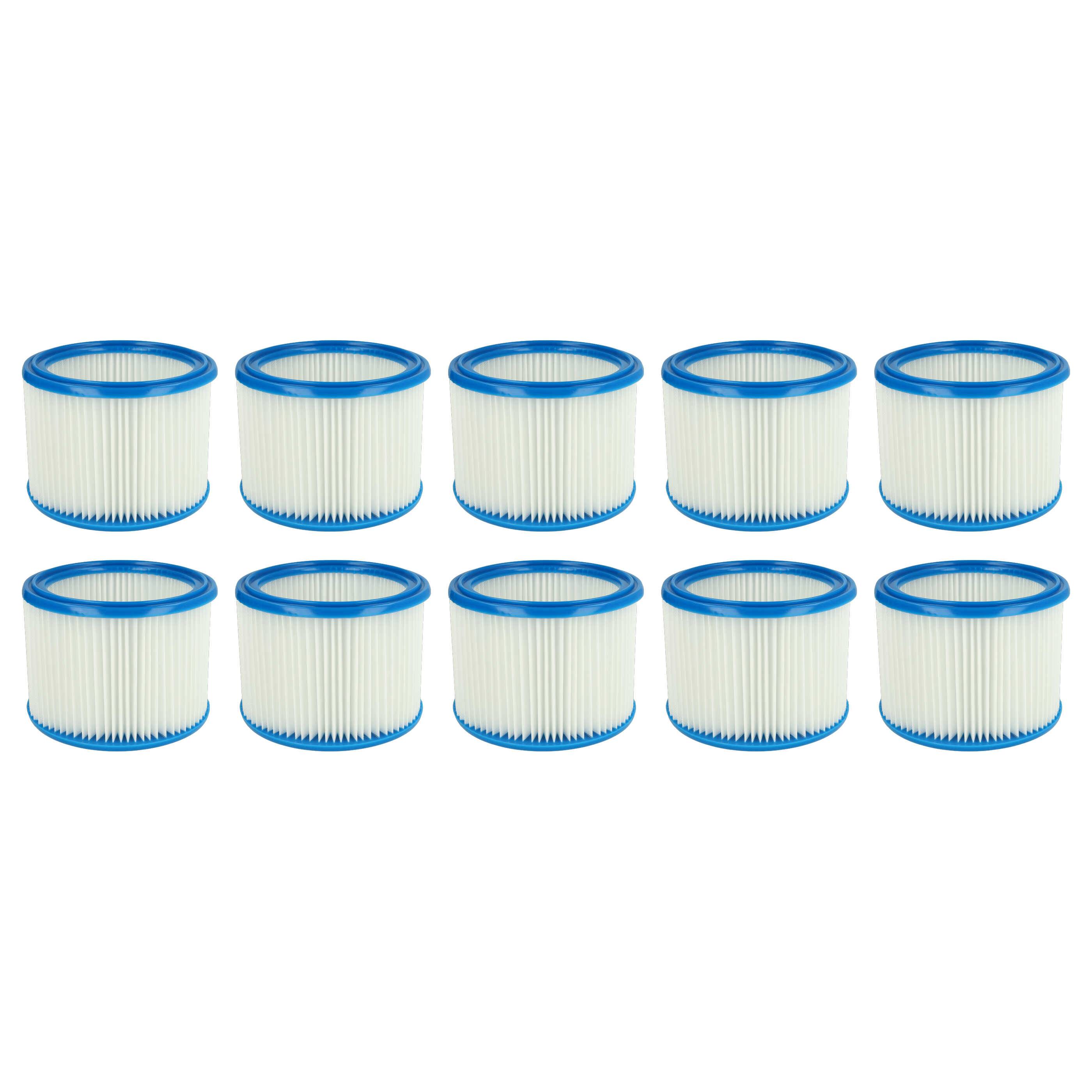 vhbw 10x Faltenfilter kompatibel mit Flex VC 25 L MC, VC 21 L MC, VCE 26 L MC, VC 26 L MC Staubsauger - Patronenfilter, Blau Weiß