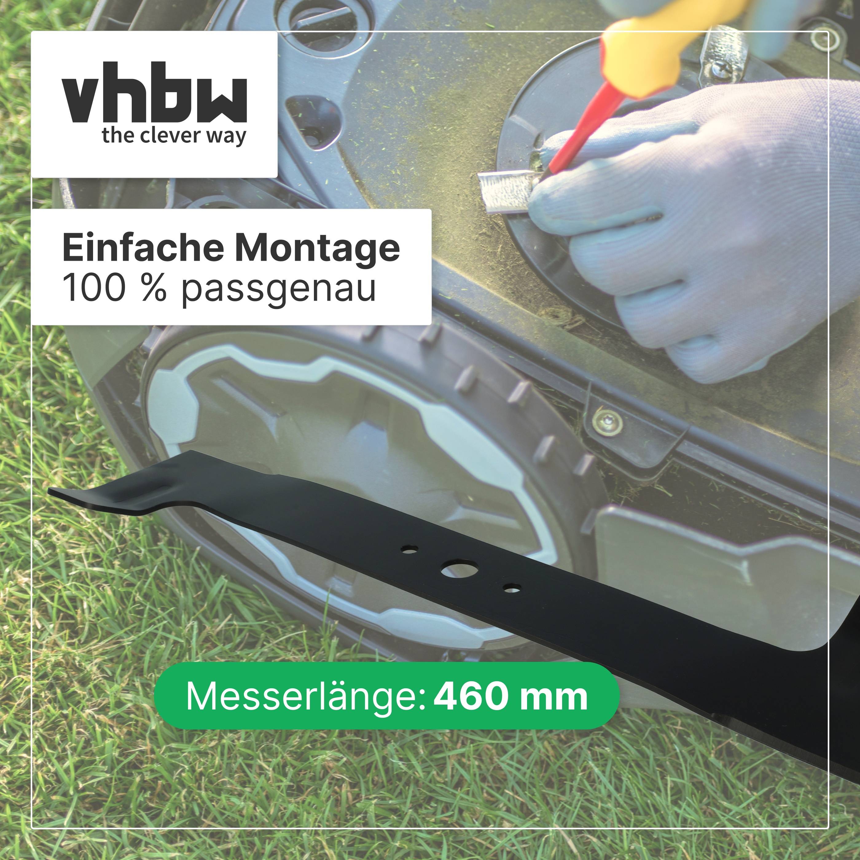 vhbw Ersatz-Messer kompatibel mit Honda HRF465P/S, HRG465, HRF464S, HRG465C, IZY 46 Rasenmäher - Ersatzklinge Schwarz, 40MnB-Stahl