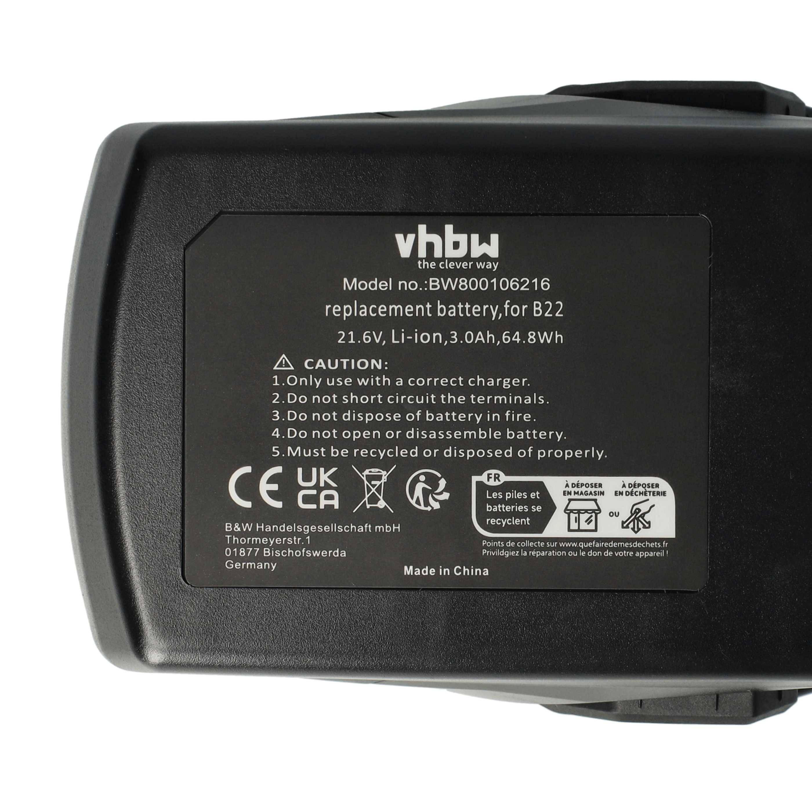 vhbw 2x Akku kompatibel mit Hilti NCT 45-A, NCR-120-A, NCT 25-A, NCR 60-A, HDE 500-A22, NCT 53-A Werkzeug (3000 mAh, Li-Ion, 21,6 V)