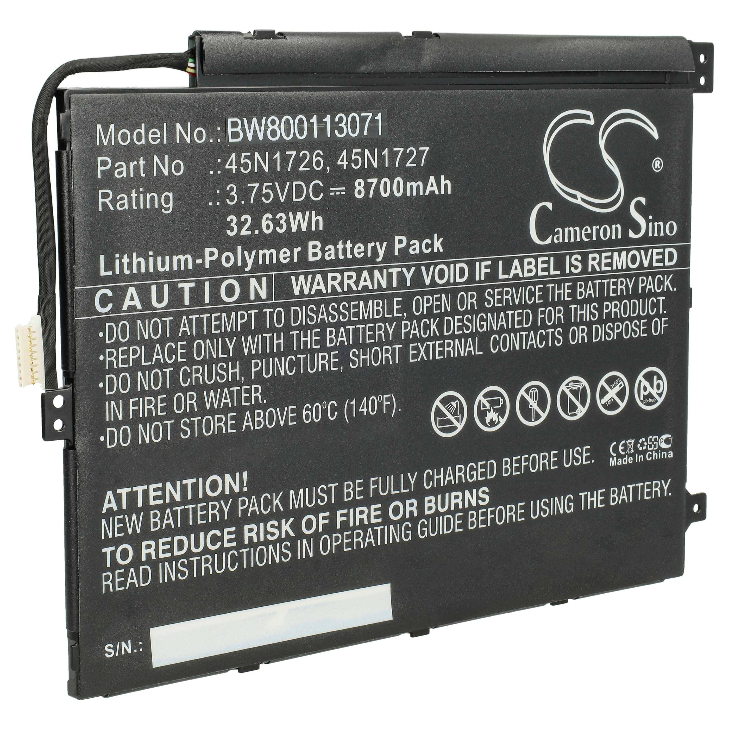 vhbw Akku Ersatz für Lenovo 45N1727, 1ICP4/82/114-2, 1ICP4/83/113, 45N1726 für Notebook (8700 mAh, 3,75 V, Li-Polymer)