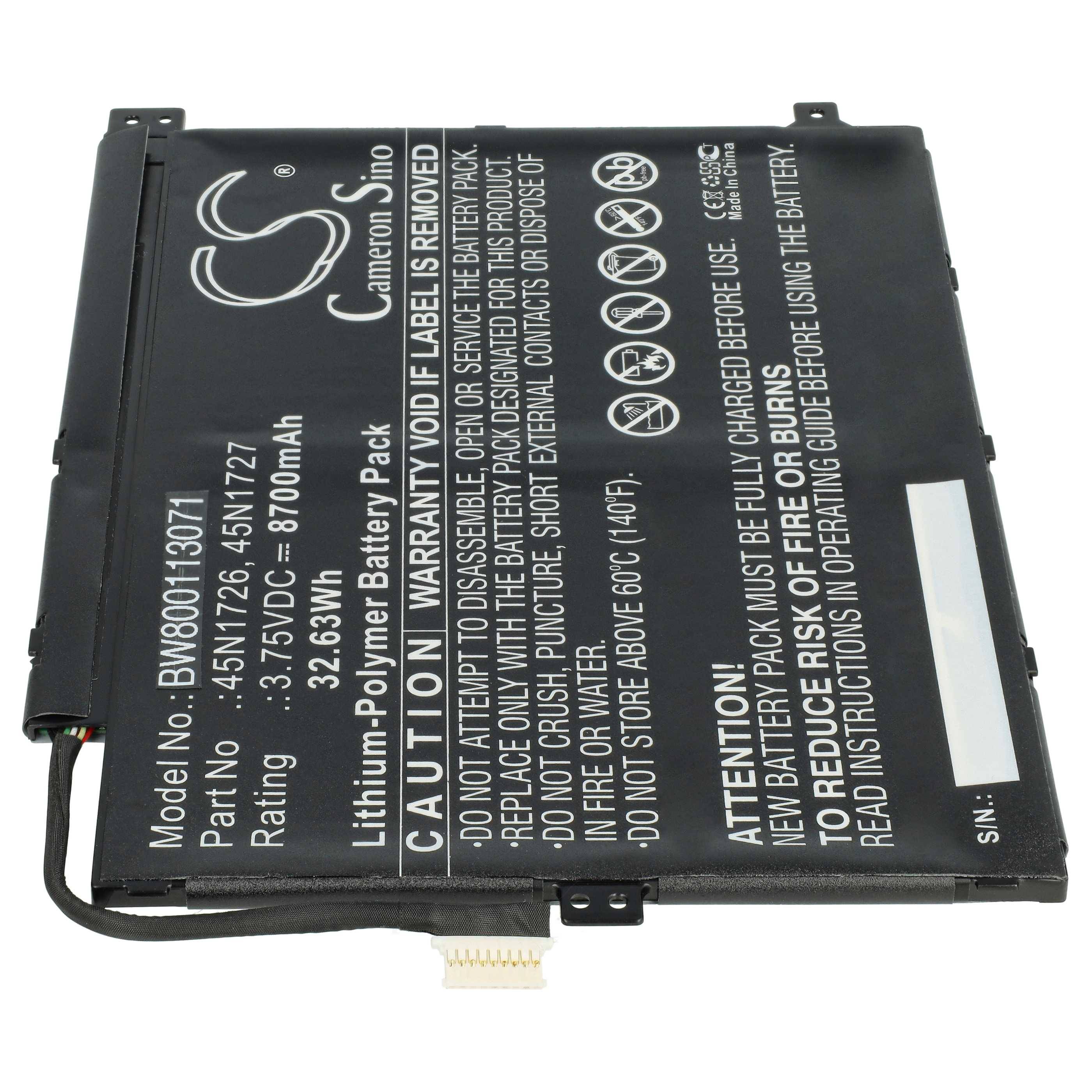 vhbw Akku Ersatz für Lenovo 45N1727, 1ICP4/82/114-2, 1ICP4/83/113, 45N1726 für Notebook (8700 mAh, 3,75 V, Li-Polymer)