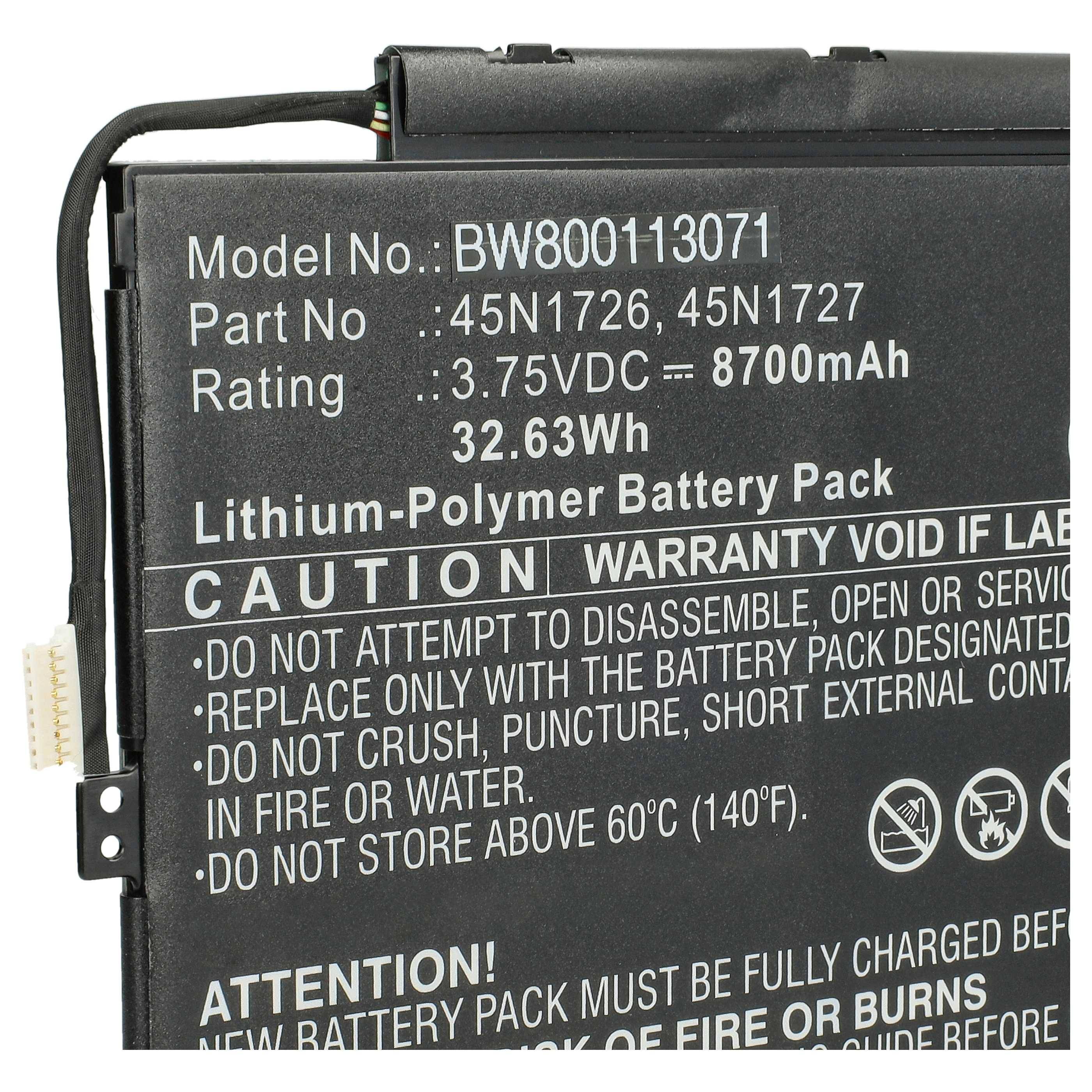 vhbw Akku Ersatz für Lenovo 45N1727, 1ICP4/82/114-2, 1ICP4/83/113, 45N1726 für Notebook (8700 mAh, 3,75 V, Li-Polymer)
