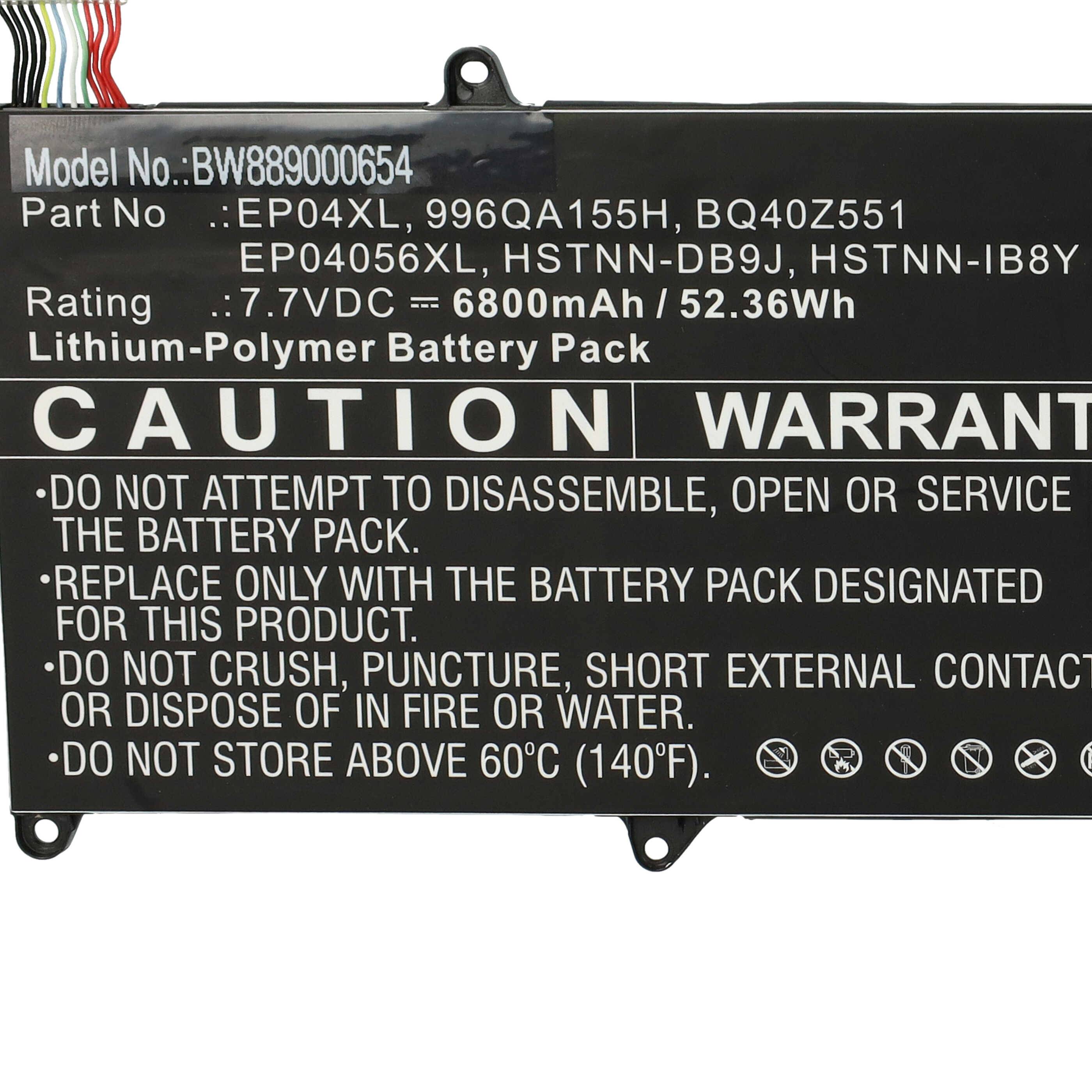 Batterieaufkleber mit Modellnummer, Spannung, Kapazität und Sicherheitswarnungen einschließlich „Nicht versuchen, zu zerlegen, zu öffnen oder zu warten.