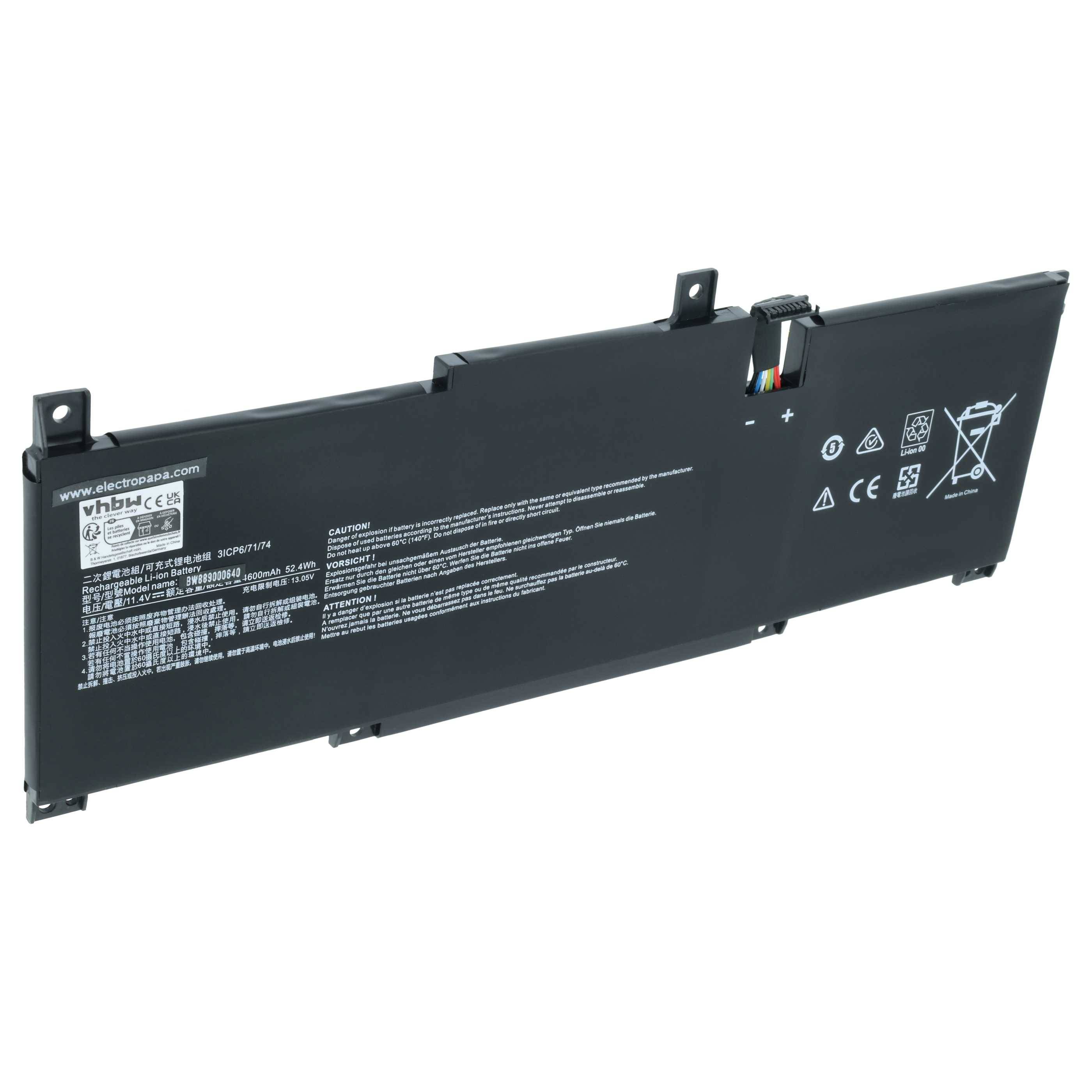 vhbw Akku kompatibel mit MSI Prestige 14 A10SC-096NE, A10SC-097AU, A10SC-209CN, A10SC-215PL Notebook (4400mAh, 11,4V, Li-Polymer)