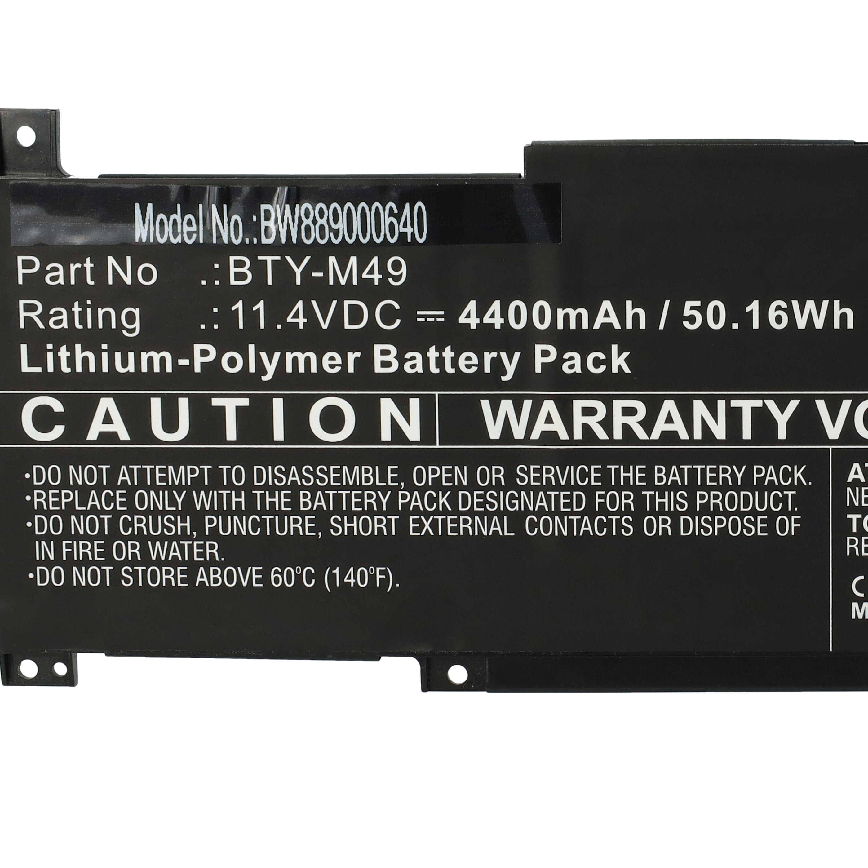 vhbw Akku kompatibel mit MSI Prestige 14 A10SC-096NE, A10SC-097AU, A10SC-209CN, A10SC-215PL Notebook (4400mAh, 11,4V, Li-Polymer)
