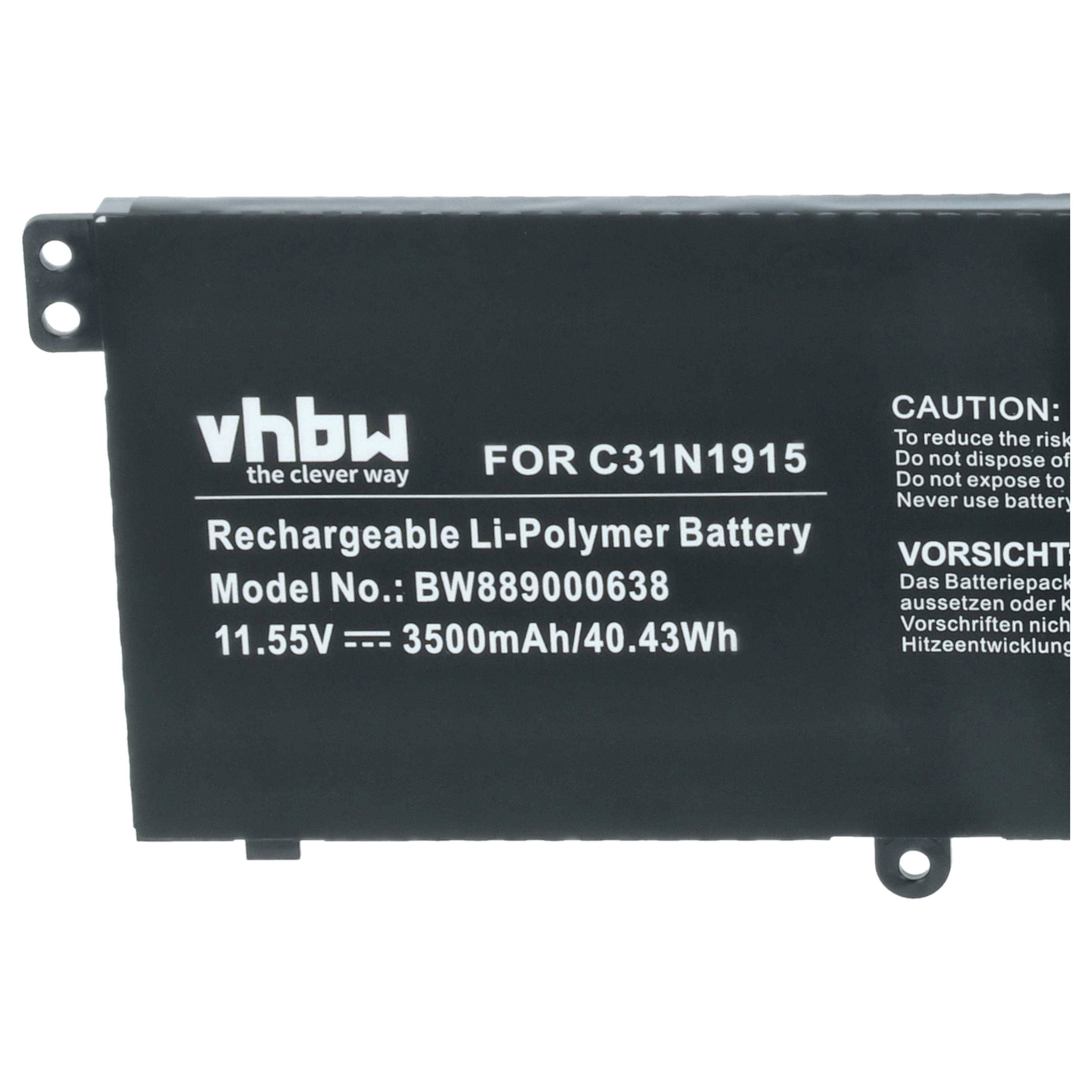 vhbw Akku kompatibel mit Asus ExpertBook B1 B1500 B1500CEAE-BQ0024R, B1500 B1500CEAE-BQ0015R Notebook (3500 mAh, 11,55 V, Li-Polymer)