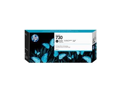 HP-Tintenpatrone mit der Modellnummer '730', deren Verpackung einen Hintergrund in Schwarz mit einem Design aus blauen Schmetterlingen aufweist.