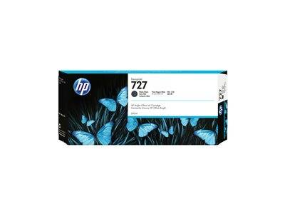 HP 727 Tintenpatrone mit Verpackung, die ein Design mit blauen Schmetterlingen und HP-Branding zeigt. Entwickelt für HP DesignJet Drucker.