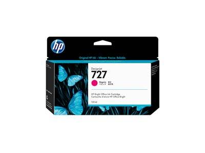 HP DesignJet 727 Magenta-Tintenpatrone mit HP-Logo, Schmetterlings-Design und Text 
