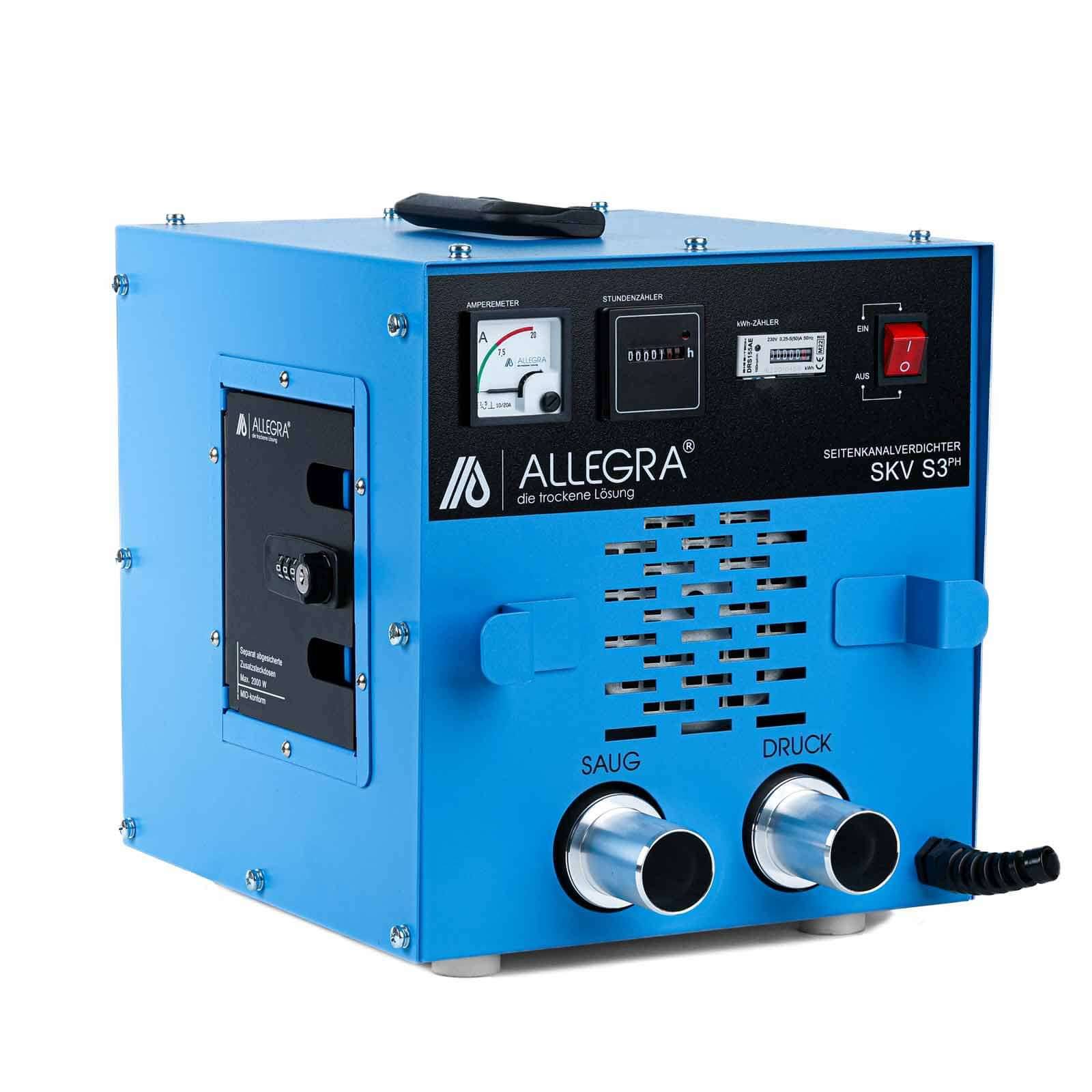 Seitenkanalverdichter S3 PH mit 38er Anschlussstutzen und geeichtem Stromverteiler