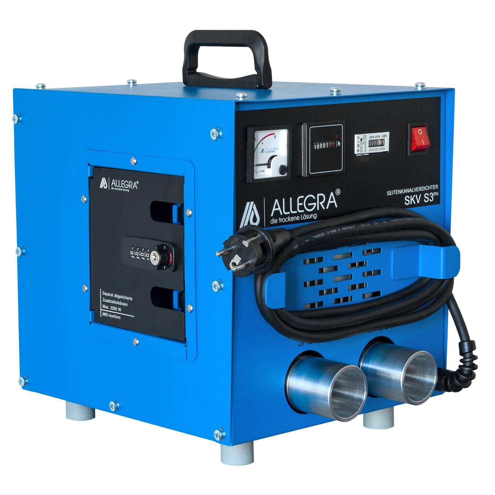 Seitenkanalverdichter S3 PH mit 50er Anschlussstutzen und geeichtem Stromverteiler
