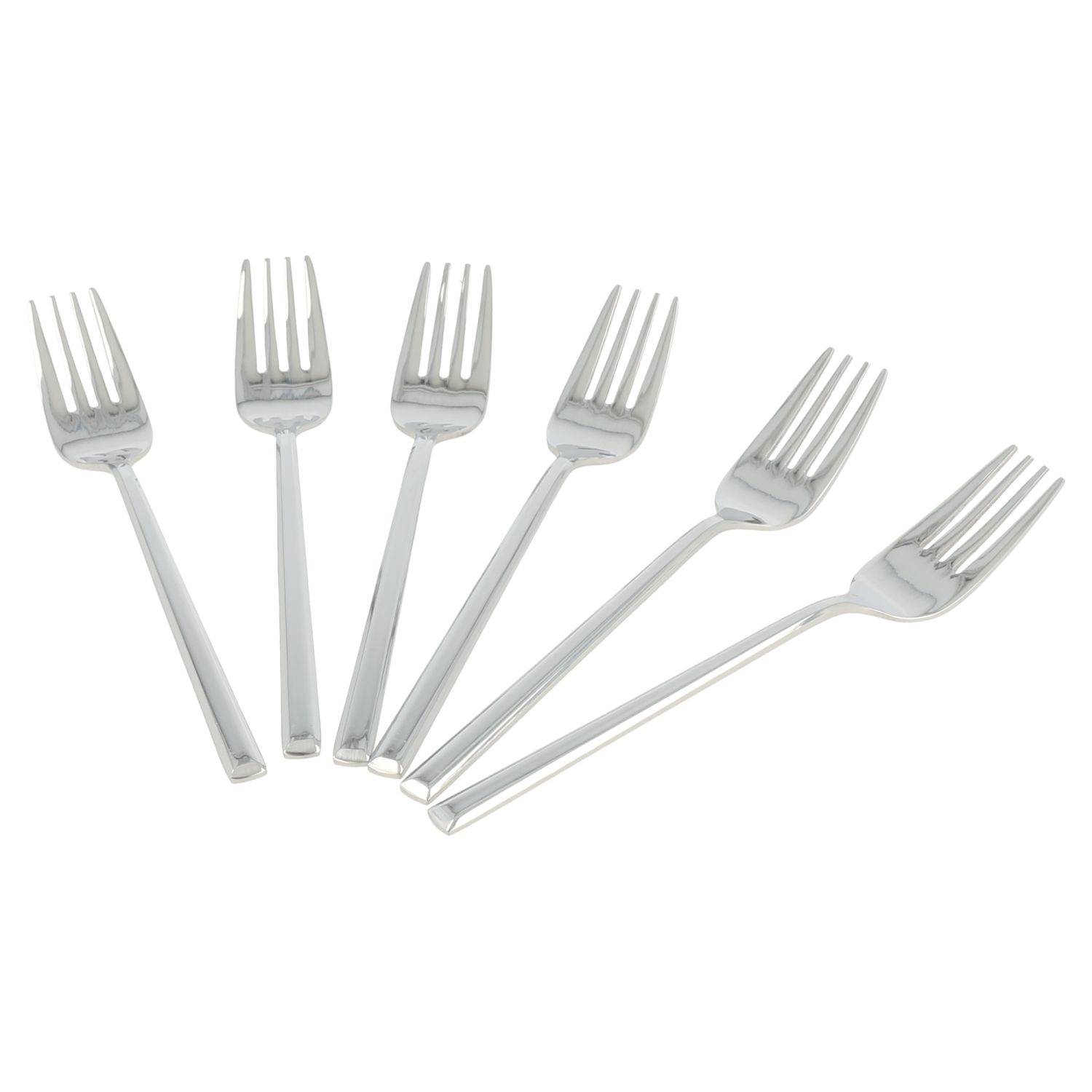6x AL-2004 "Kuchengabel" Besteck Menübesteck Kuchenlgabel Edelstahl Gabel Silber Glänzend