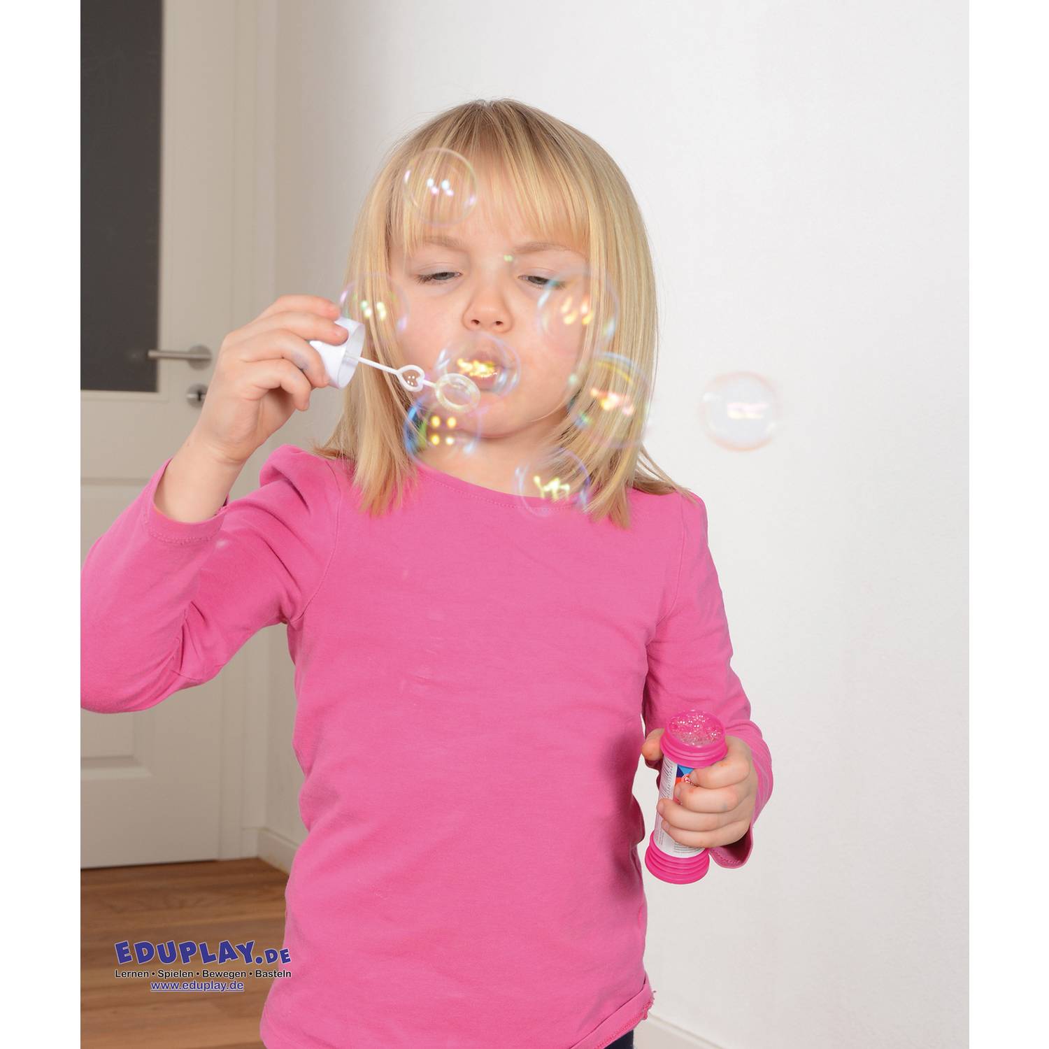 EDUPLAY 130291 Seifenblasen Mitgebsel mit Geduldsspiel im Schraubverschluss, je 59 ml (24er Pack)