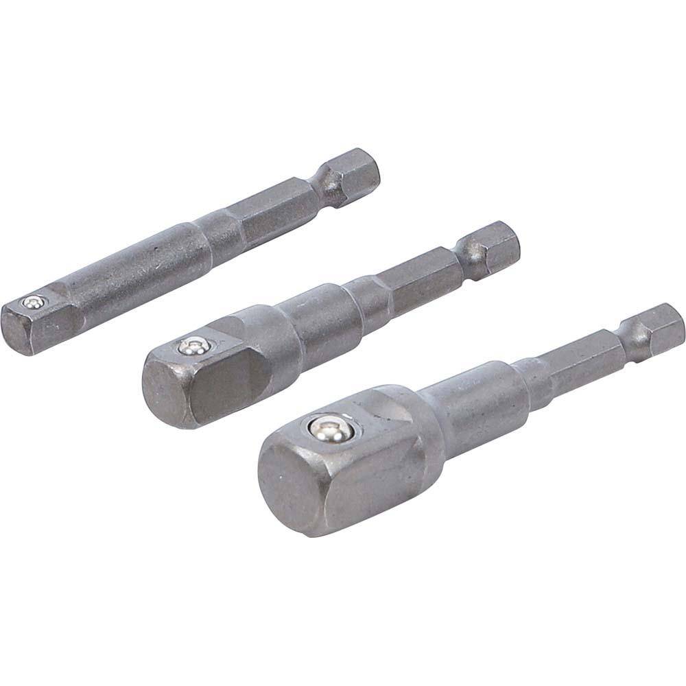 Adapter-Satz für Bohrmaschinen - Antrieb Außensechskant 6,3 mm (1/4") - Abtrieb Außenvierkant 6,3 mm (1/4") bis 12,5 mm (1/2")