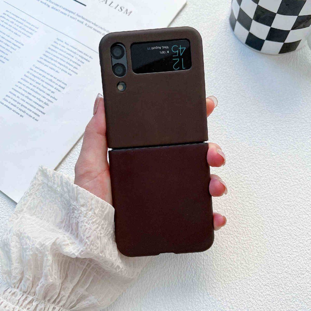 Für Samsung Galaxy Z Flip4 wärmeempfindliche Silikon-Schutzhülle (braun) Schutz Cover Handy Tasche
