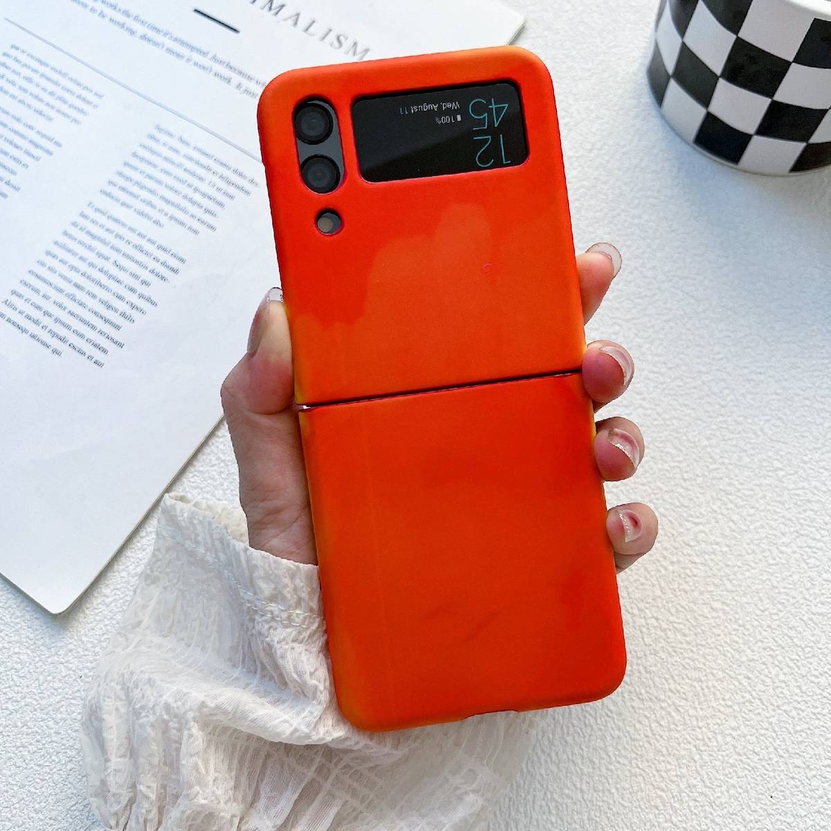 Für Samsung Galaxy Z Flip4 wärmeempfindliche Silikon-Schutzhülle (Orange) Schutz Cover Handy Tasche