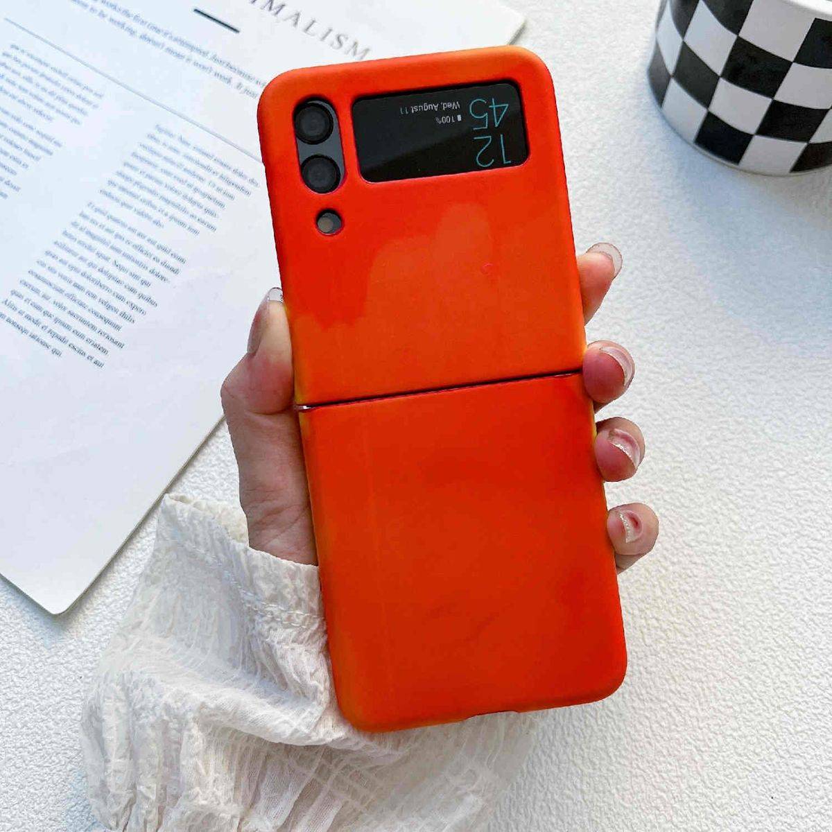 Für Samsung Galaxy Z Flip4 wärmeempfindliche Silikon-Schutzhülle (Orange) Schutz Cover Handy Tasche
