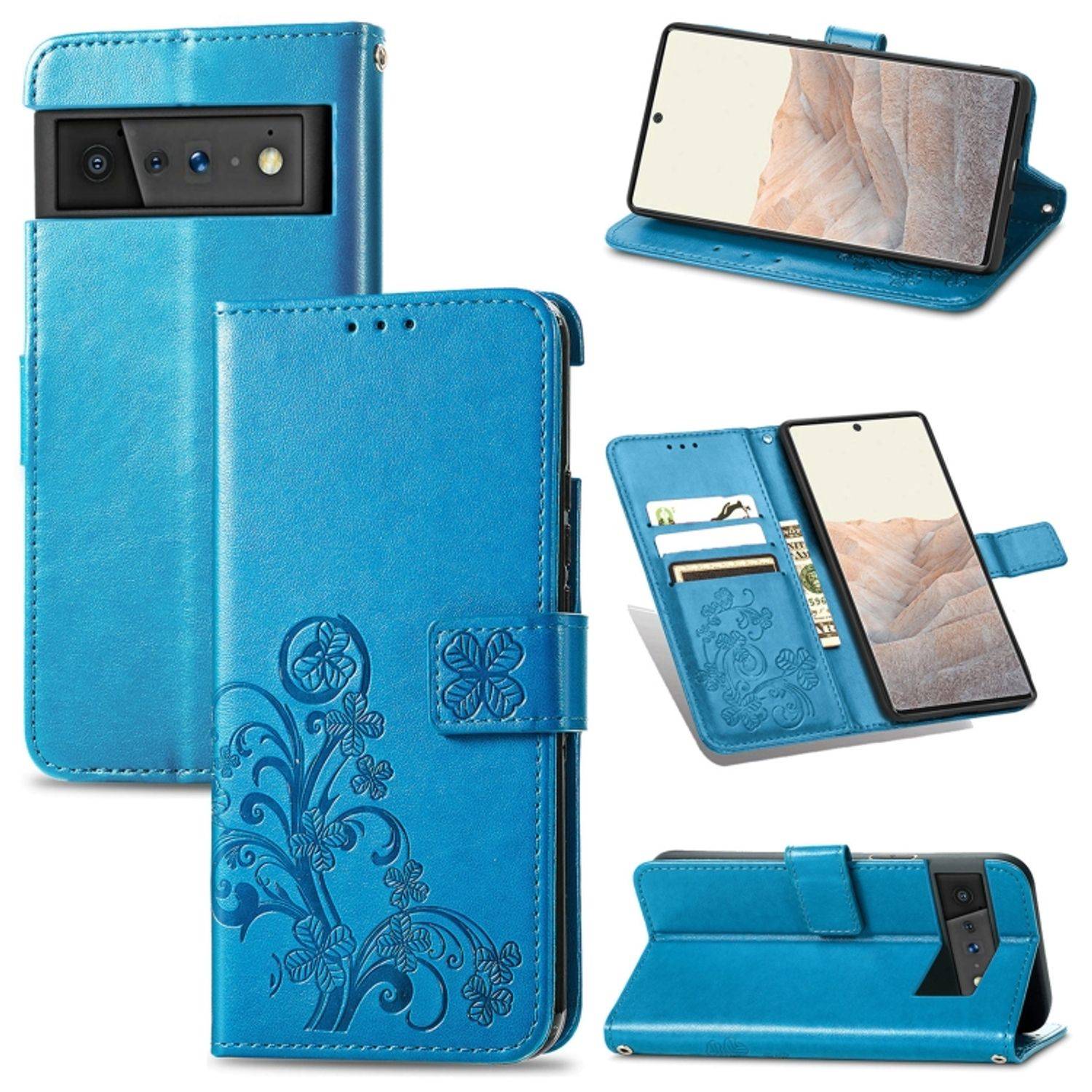 Hülle kompatibel mit Google Pixel 6 Kunstleder Handyhülle - Handy Case Blau