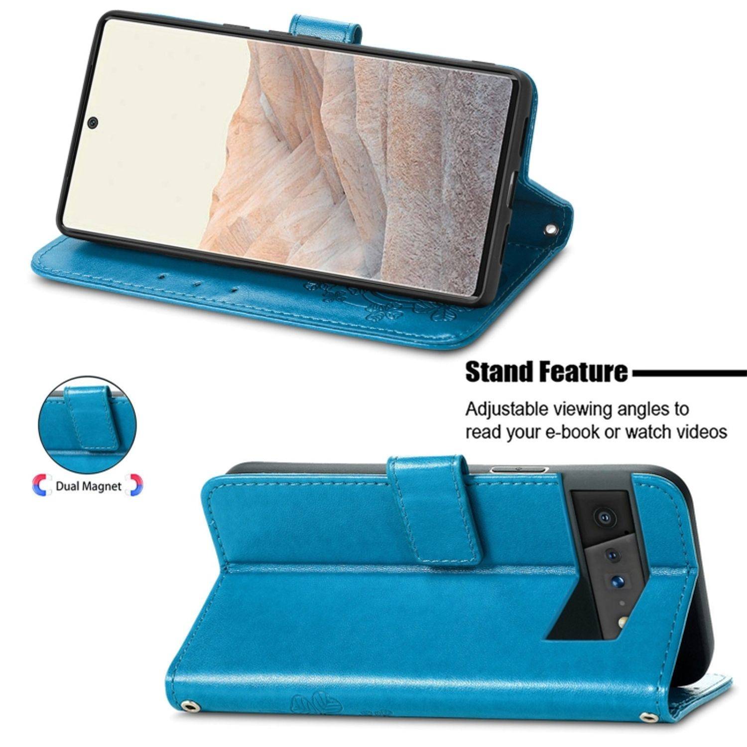 Hülle kompatibel mit Google Pixel 6 Kunstleder Handyhülle - Handy Case Blau