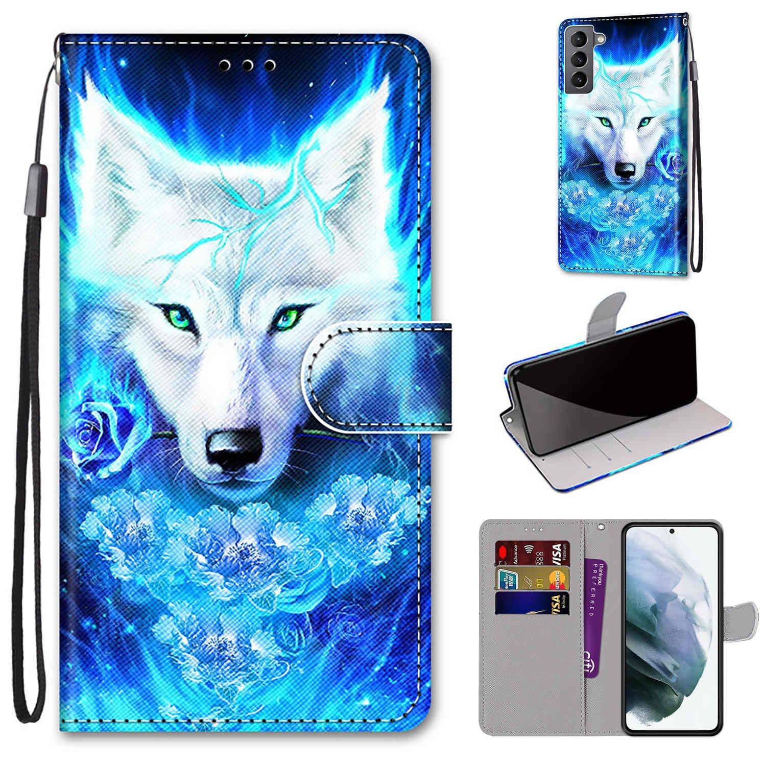 Hülle kompatibel mit Samsung Galaxy S22 5G Kunstleder Handyhülle - Handy Case Dick Rose Wolf