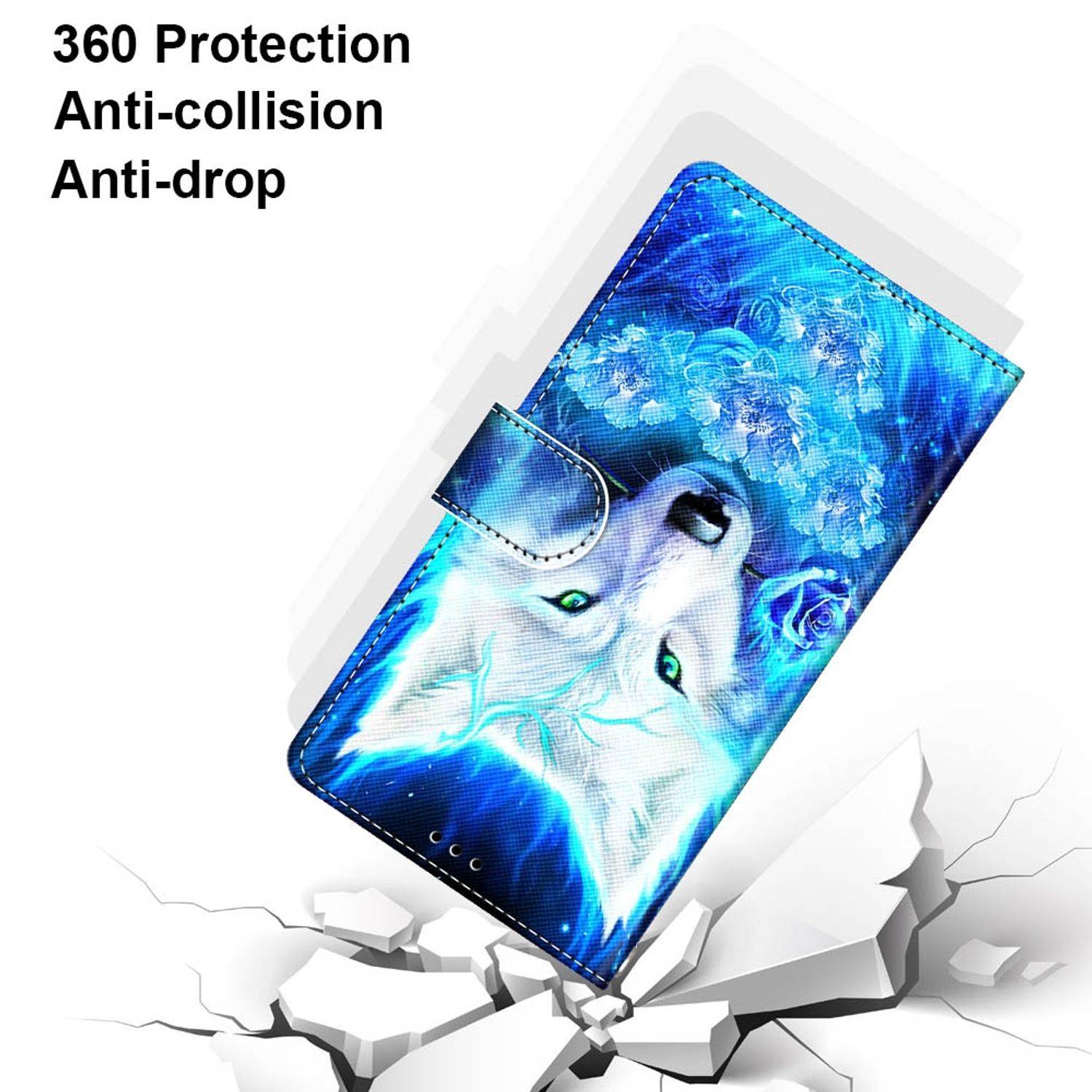 Hülle kompatibel mit Samsung Galaxy S22 5G Kunstleder Handyhülle - Handy Case Dick Rose Wolf