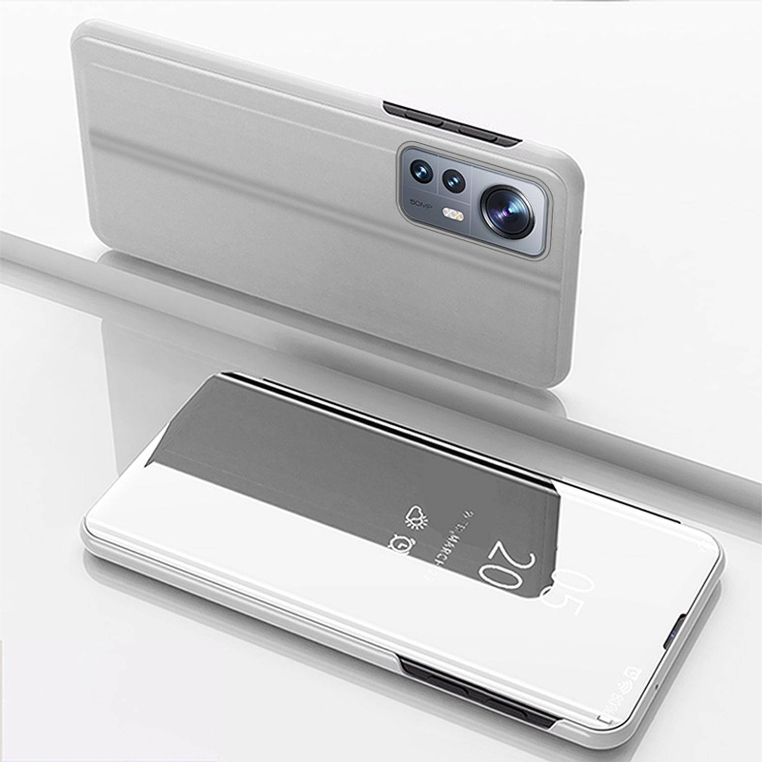 Hülle kompatibel mit Xiaomi 12 / 12X Kunststoff Full Cover Handyhülle - Case Silber