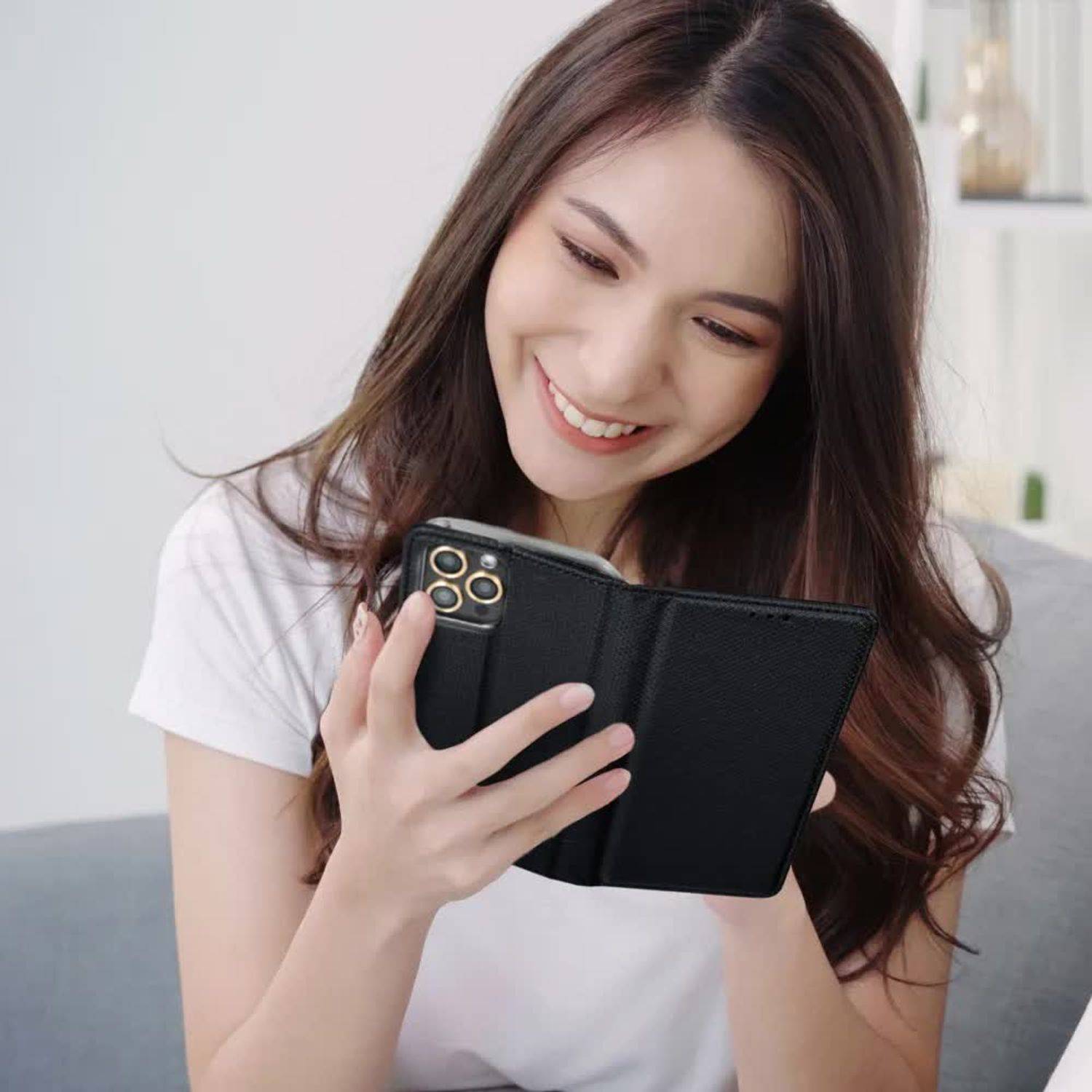 Hülle kompatibel mit Vivo V21 Kunstleder Handyhülle - Handy Case Schwarz