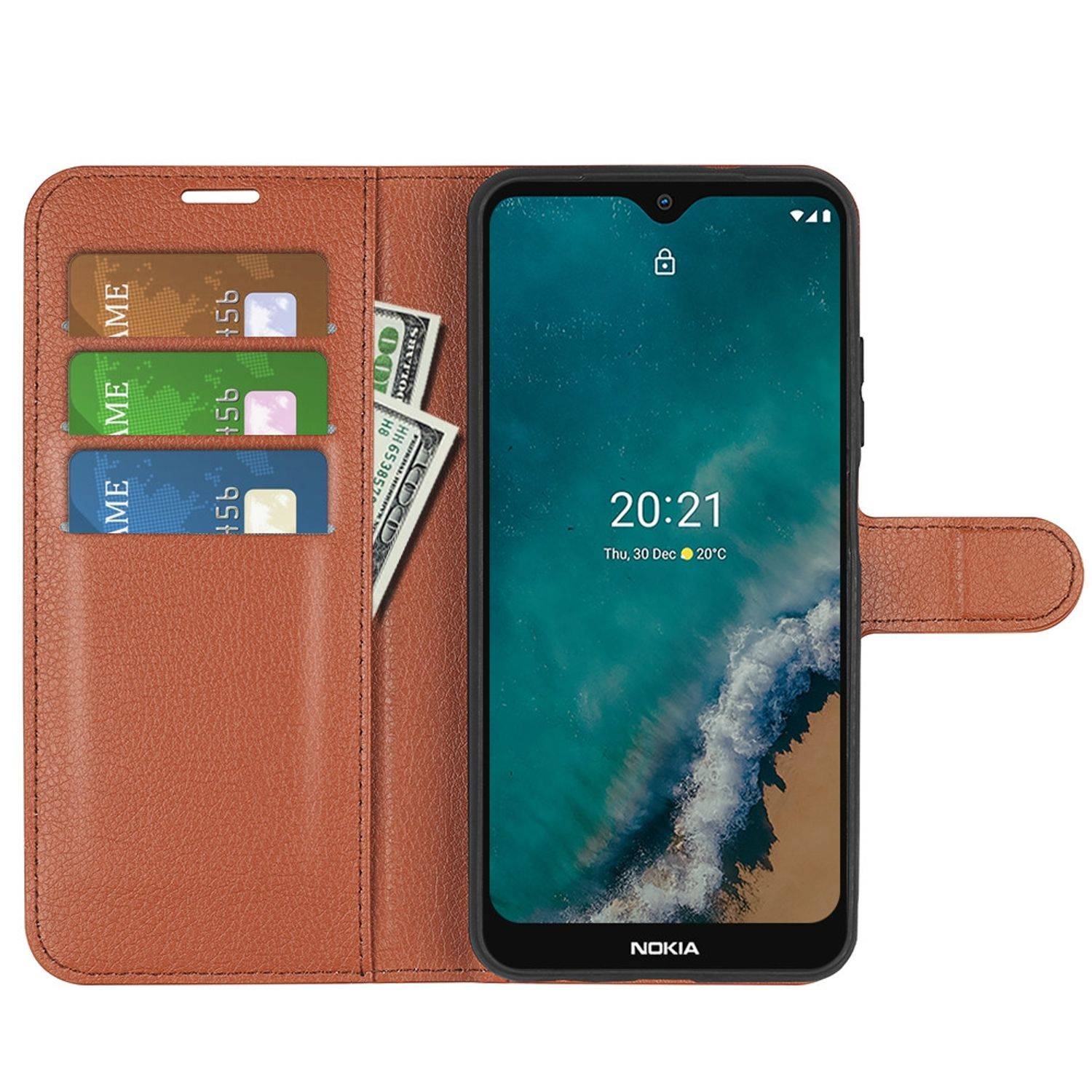 Hülle kompatibel mit Nokia G50 Kunstleder Handyhülle - Handy Case Braun