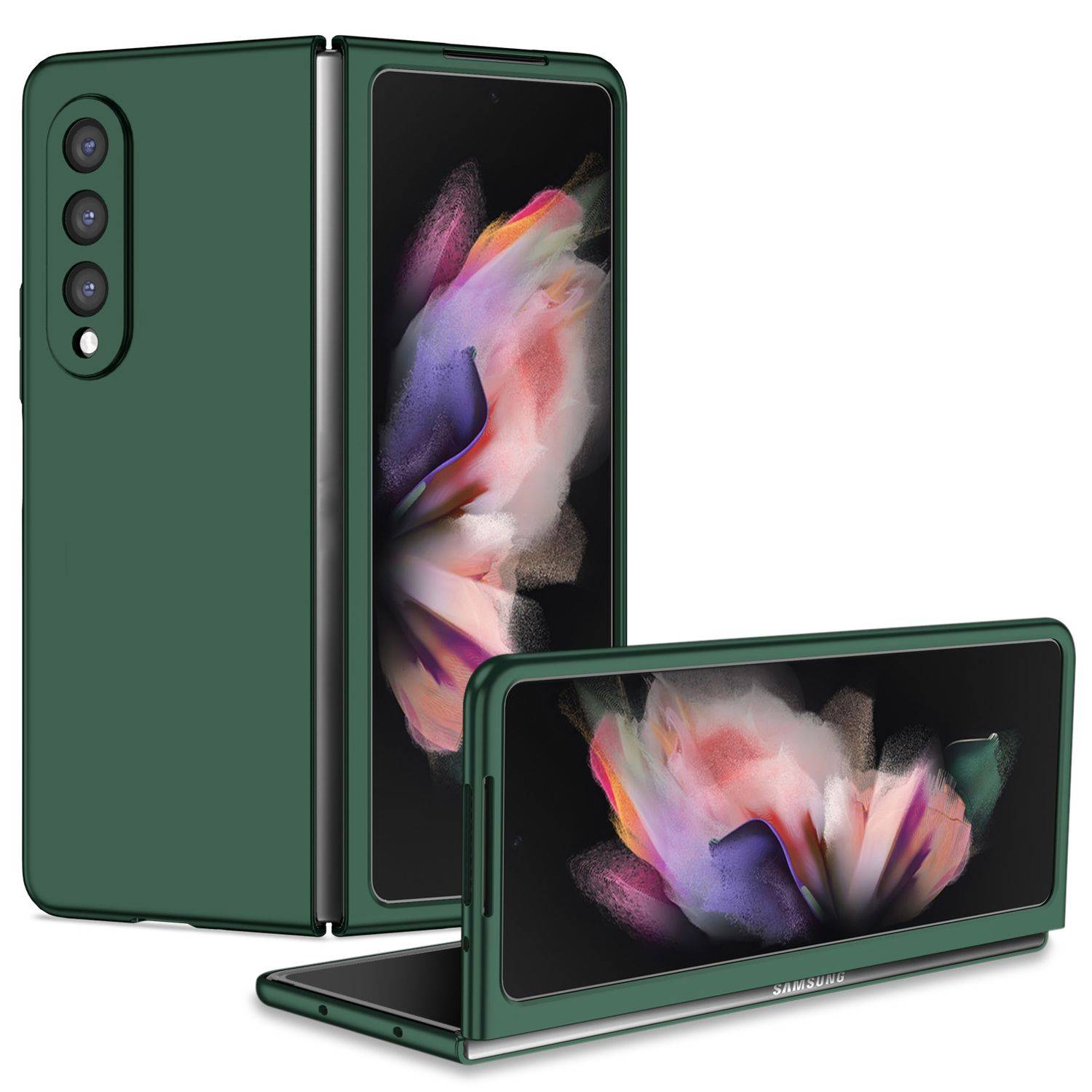 Hülle kompatibel mit Samsung Galaxy Z Fold4 5G Kunststoff Soft Handyhülle - Handy Case Dunkelgrün