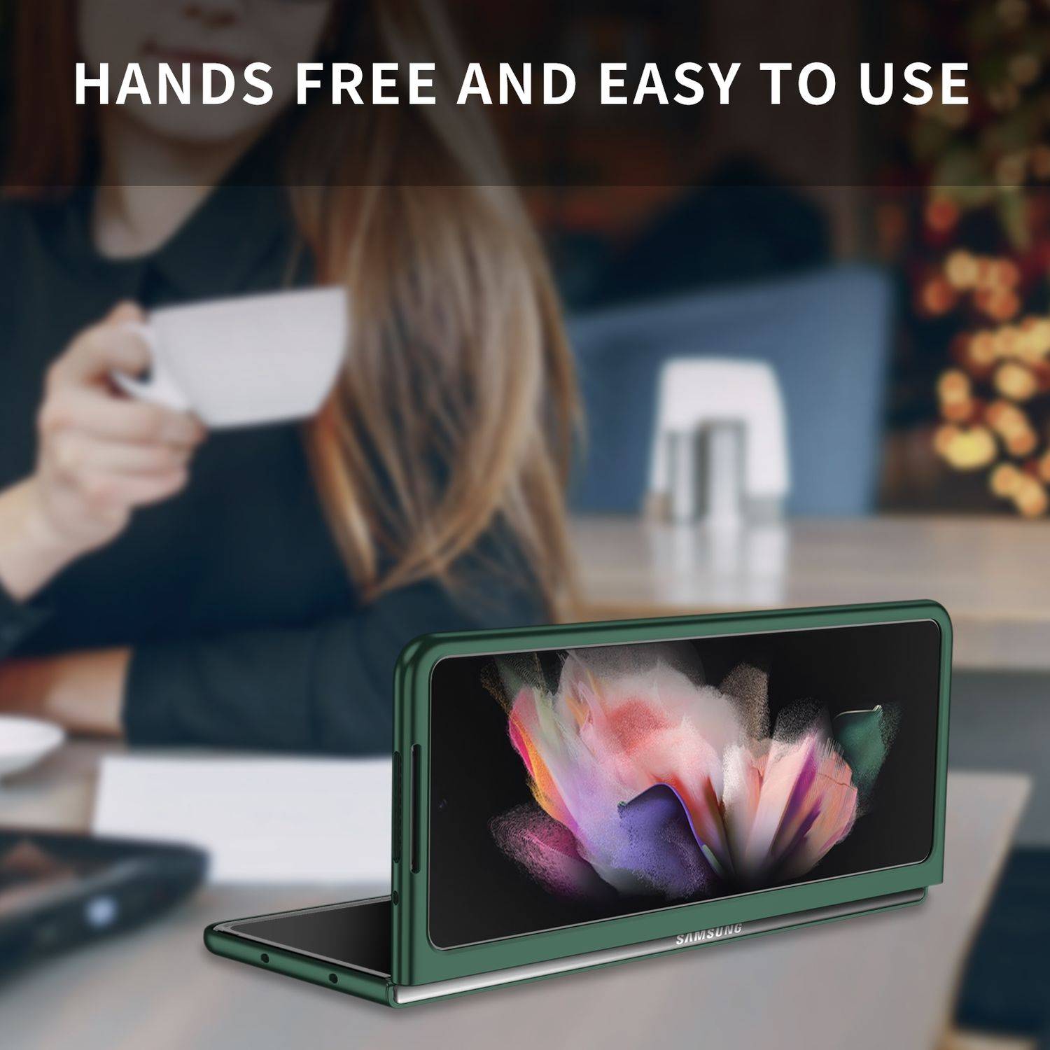 Hülle kompatibel mit Samsung Galaxy Z Fold4 5G Kunststoff Soft Handyhülle - Handy Case Dunkelgrün