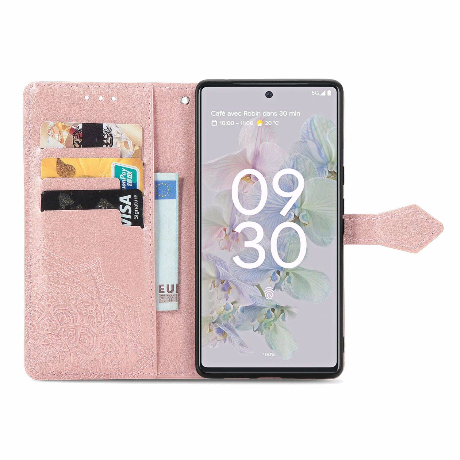 Hülle kompatibel mit Google Pixel 6A Kunstleder Handyhülle - Handy Case Roségold