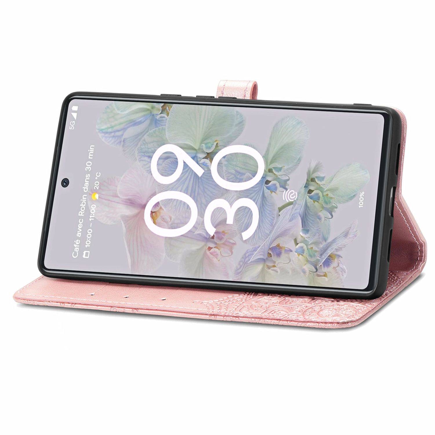 Hülle kompatibel mit Google Pixel 6A Kunstleder Handyhülle - Handy Case Roségold