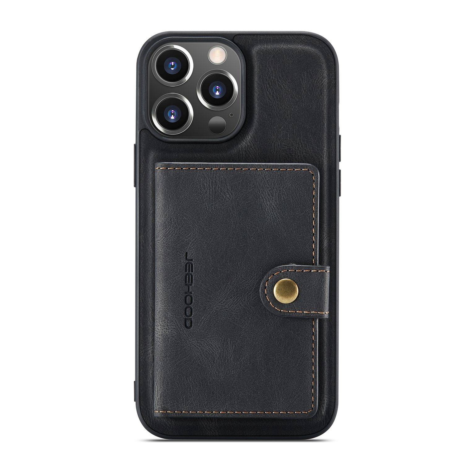 Hülle kompatibel mit Apple iPhone 14 Pro Kunstleder Handyhülle - Handy Case Schwarz