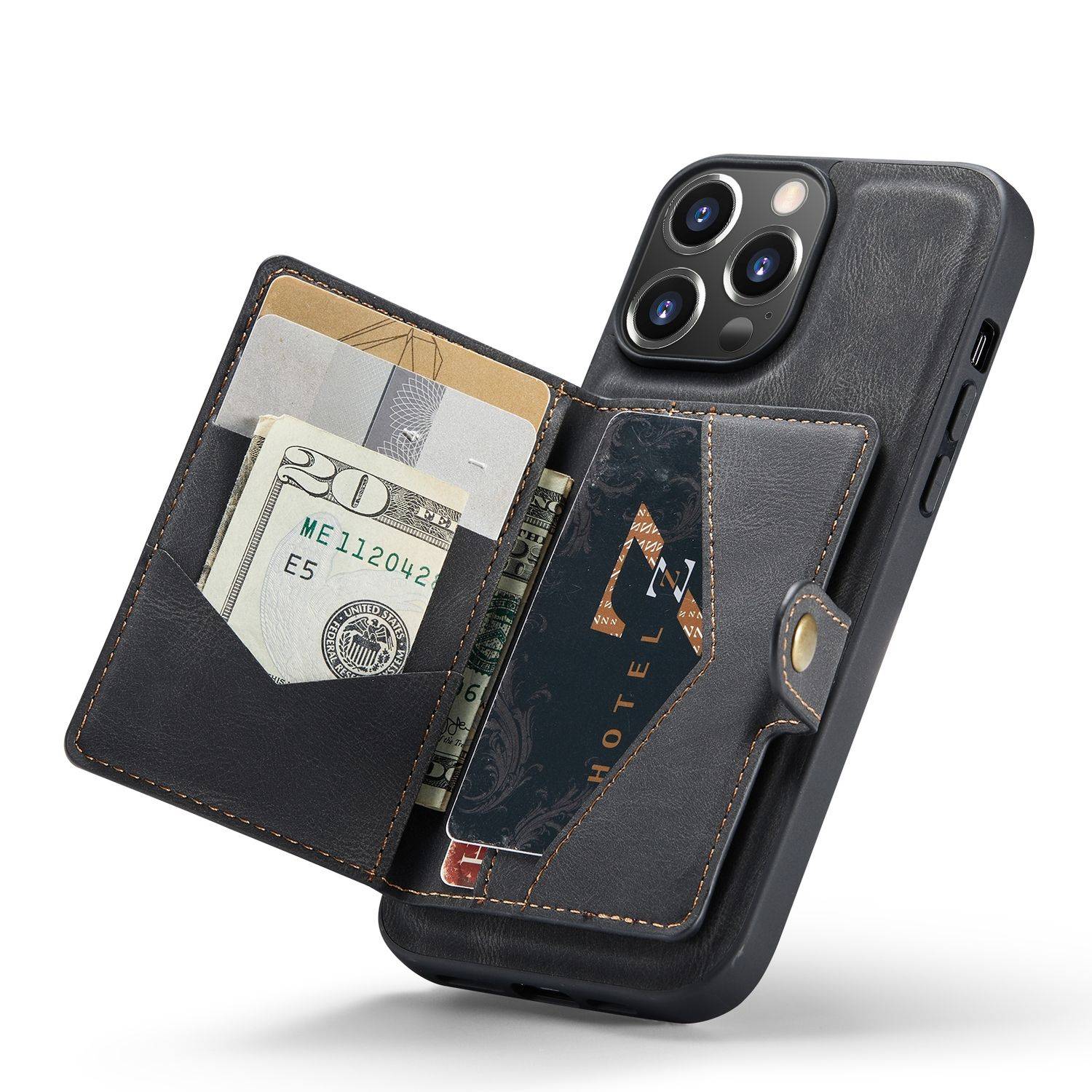 Hülle kompatibel mit Apple iPhone 14 Pro Kunstleder Handyhülle - Handy Case Schwarz