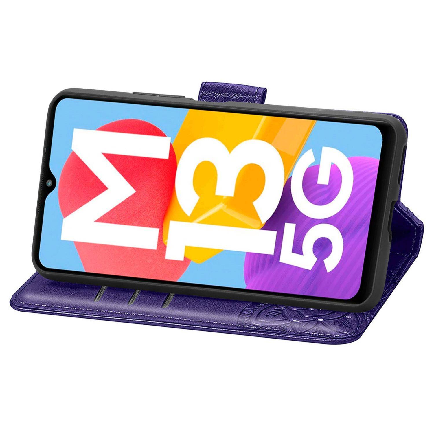 Hülle kompatibel mit Samsung Galaxy M13 5G Kunstleder Handyhülle - Handy Case Dunkelviolett