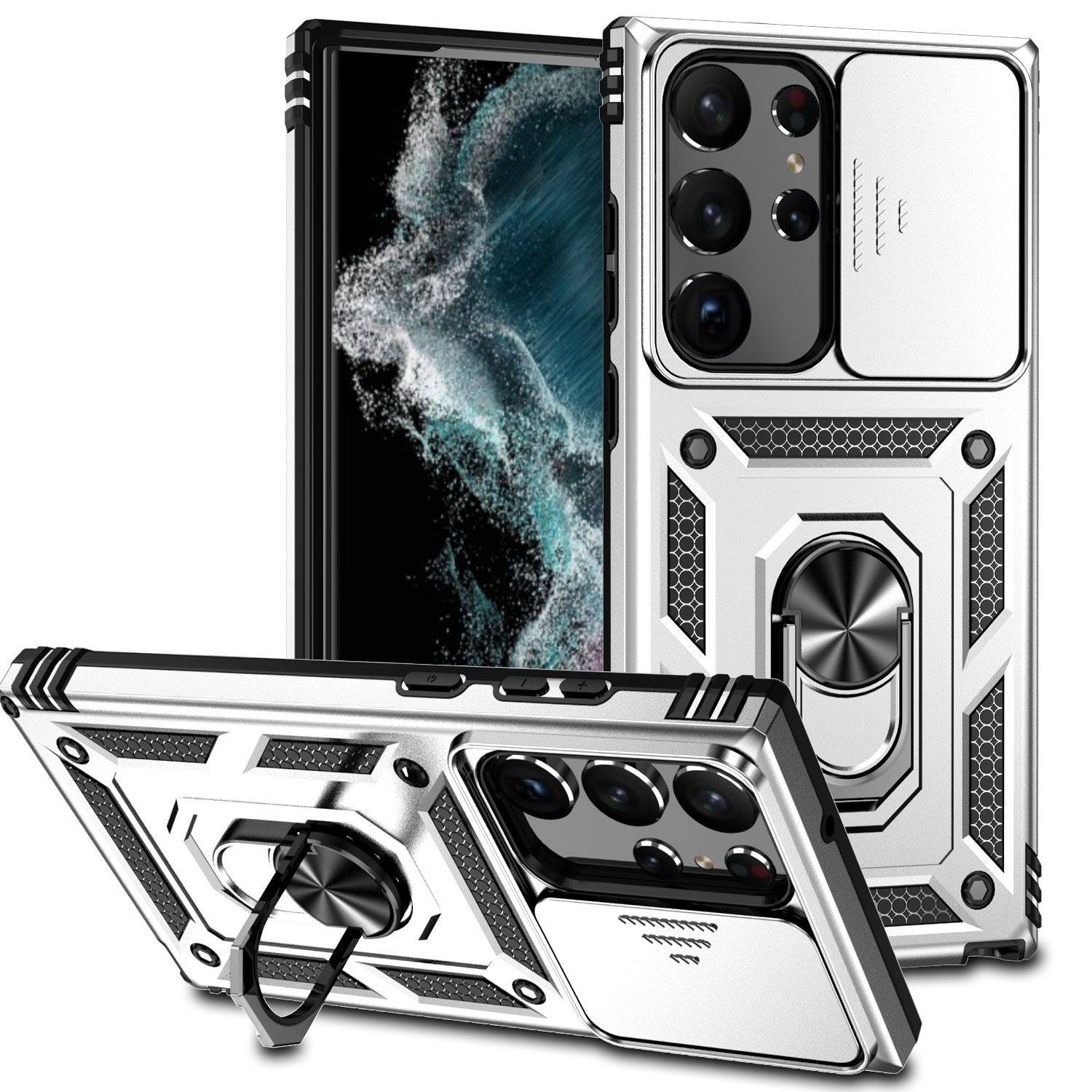 Hülle kompatibel mit Samsung Galaxy S23 Ultra Kunststoff Soft Handyhülle - Handy Case Silber