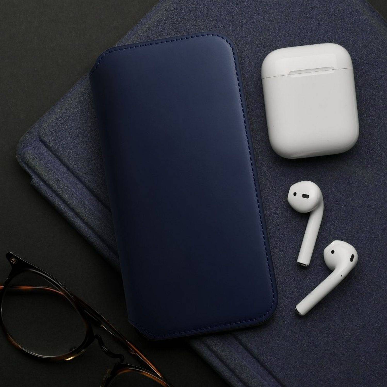 Hülle kompatibel mit Xiaomi Redmi 9A / 9AT Kunstleder Handyhülle - Handy Case Navy Blau