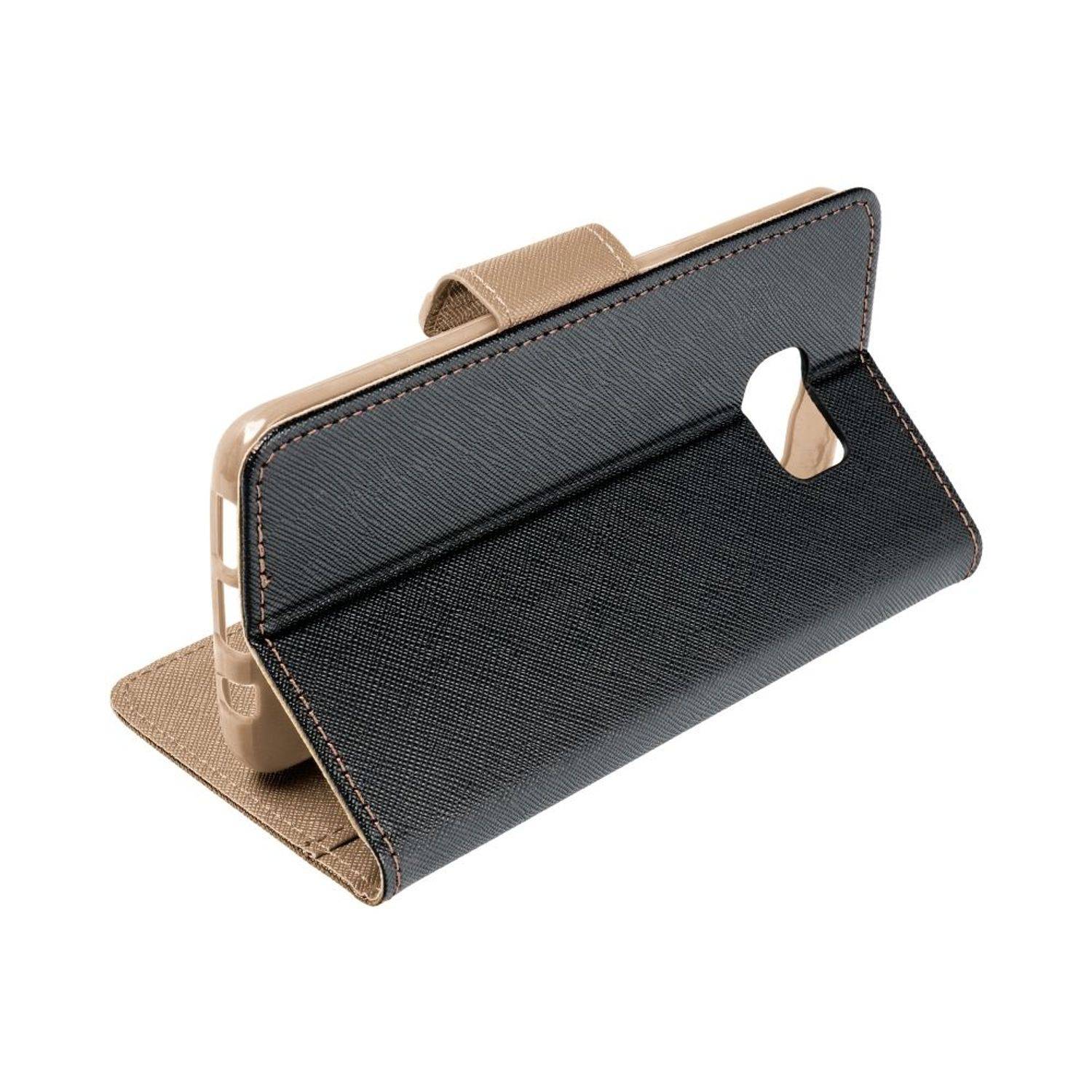 Hülle kompatibel mit Samsung Galaxy S23 Plus Kunstleder Handyhülle - Handy Case Schwarz Gold