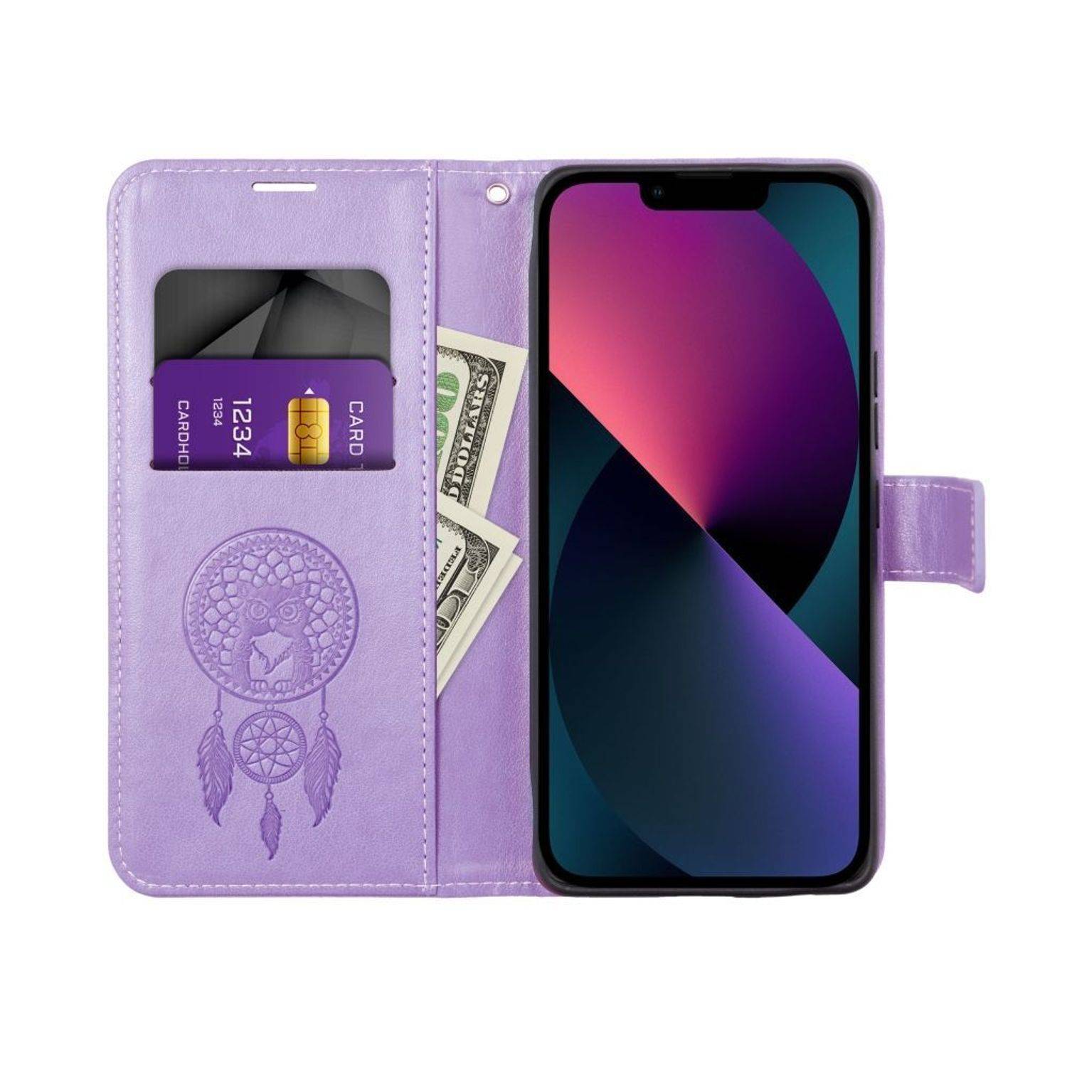 Hülle kompatibel mit Samsung Galaxy A13 4G Kunstleder Handyhülle - Handy Case Traumfänger Violett