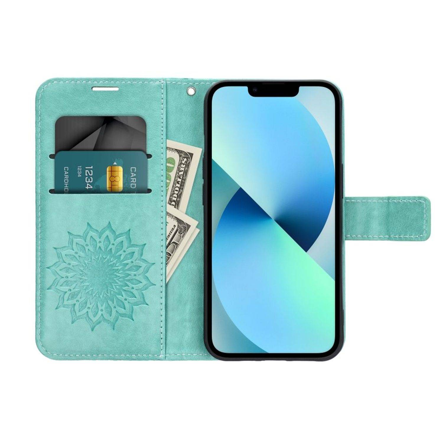 Hülle kompatibel mit Xiaomi Redmi Note 10 Kunstleder Handyhülle - Handy Case Mandala Grün