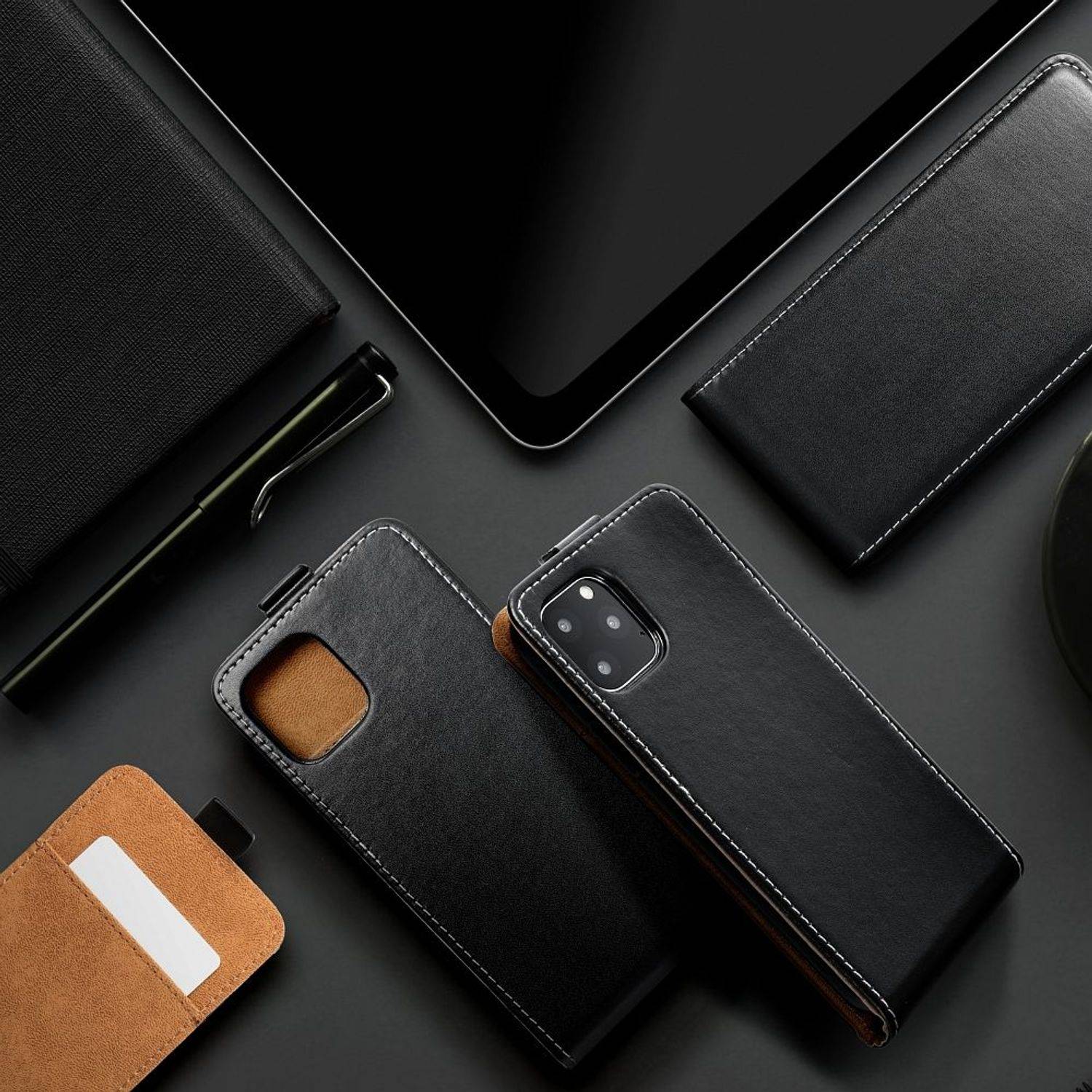 Hülle kompatibel mit Xiaomi 12 Lite Kunstleder Handyhülle - Handy Case Schwarz