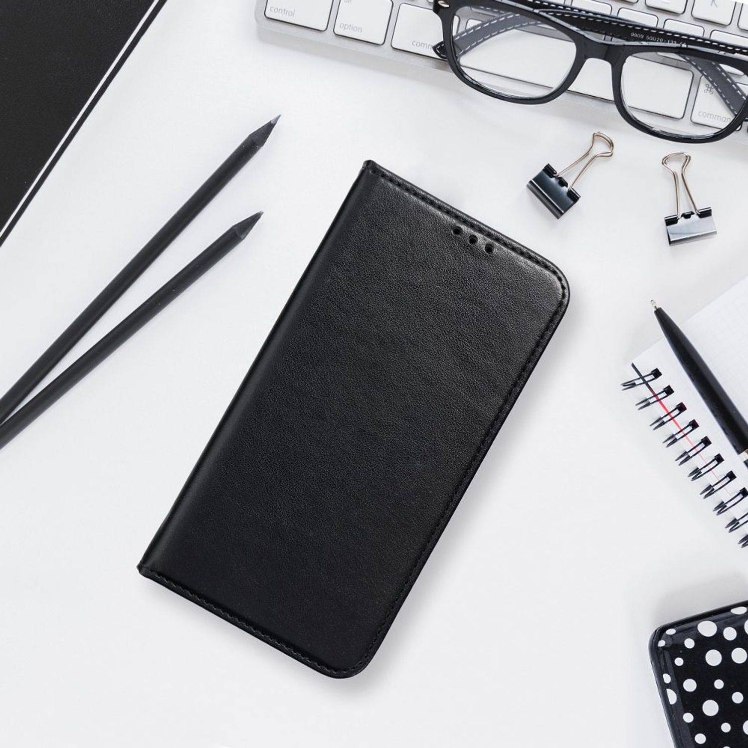 Hülle kompatibel mit Samsung Galaxy S23 Plus Kunstleder Handyhülle - Handy Case Schwarz